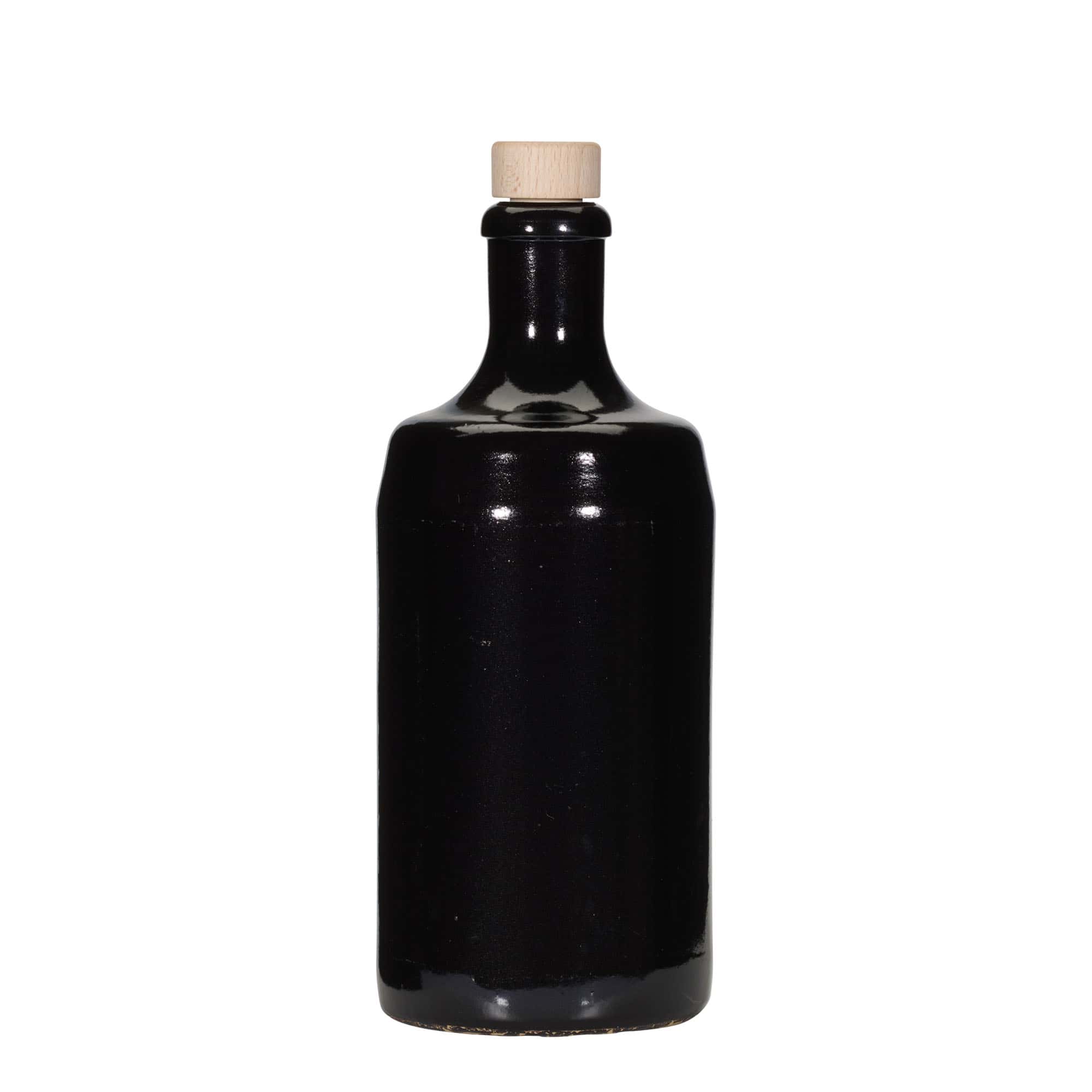 700 ml keraamiline pudel 'Kalvados', kivikeraamika, must, sulgur: kork