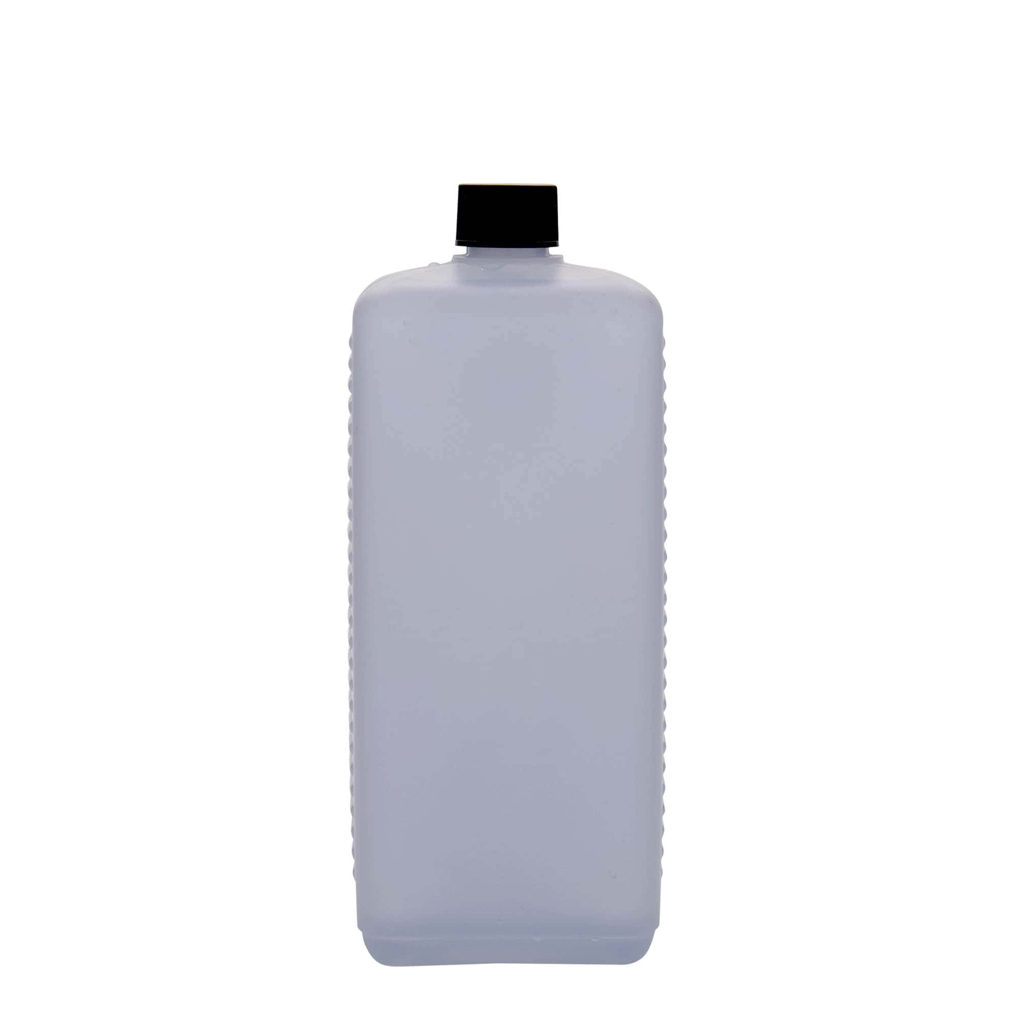 1.000 ml kanistripudel, ristkülikukujuline, HDPE-plastik, naturaalne, avale: DIN 25 EPE