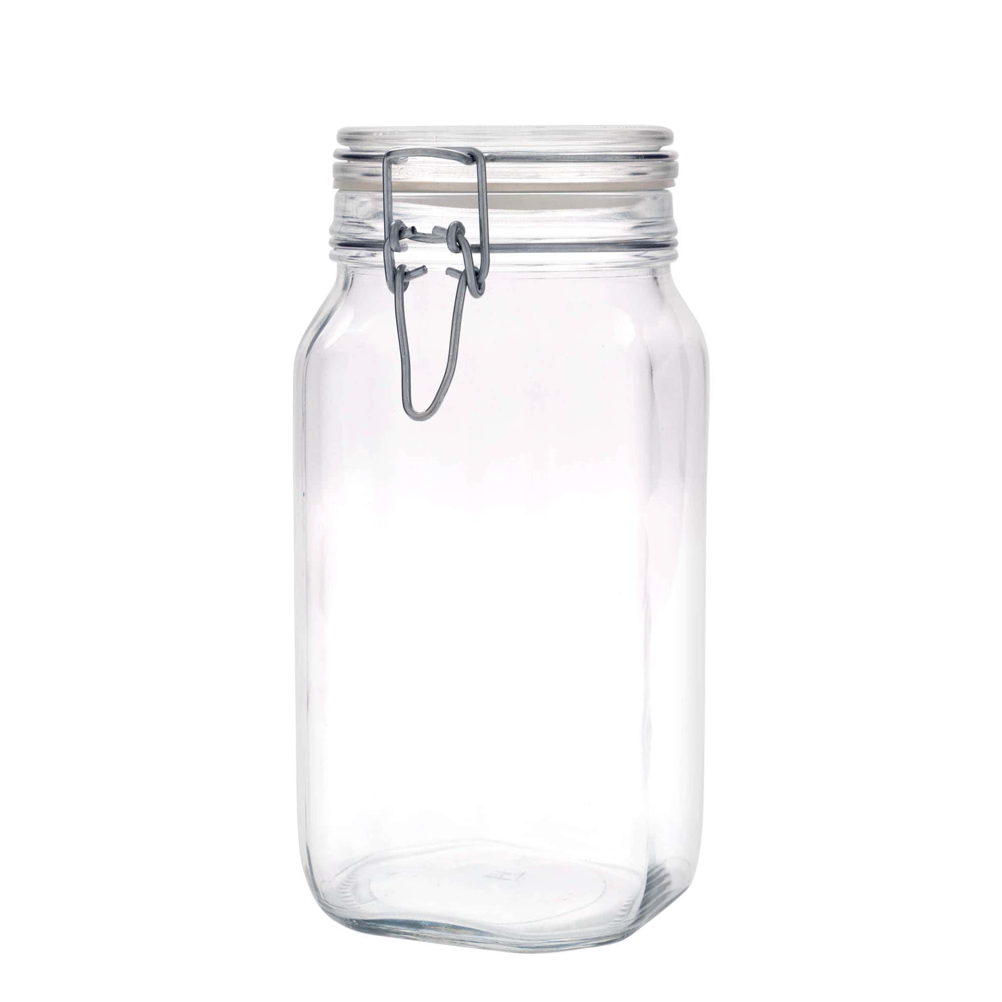 1.500 ml traadist sangaga klaaspurk „Fido“, ruudukujuline, avale: traadist sangalukk