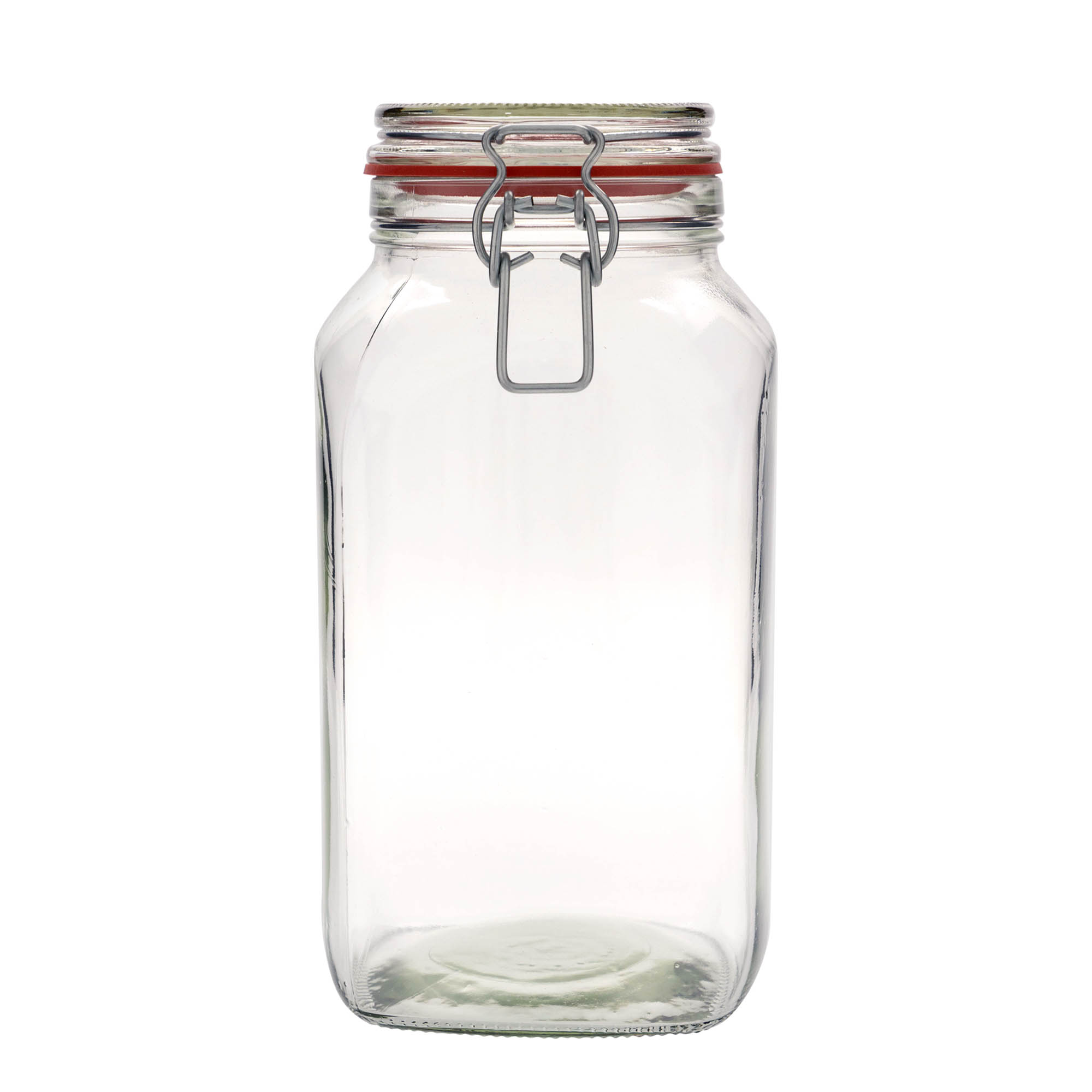 2,590 ml traatlukuga klaaspurk #, ruudukujuline, avaus: traatlukuga sulgur