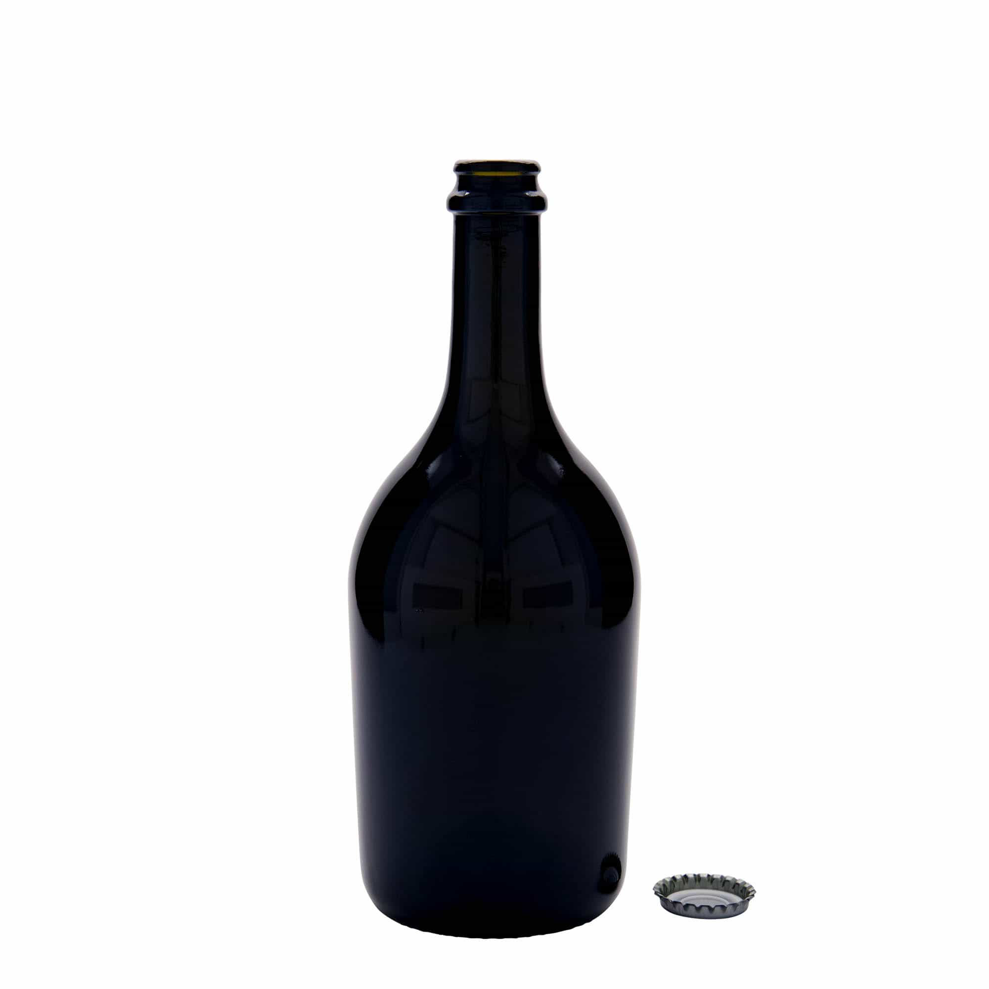 750 ml õlle-/vahuveinipudel 'Butterfly', klaas, antiikroheline, suuava: kroonork
