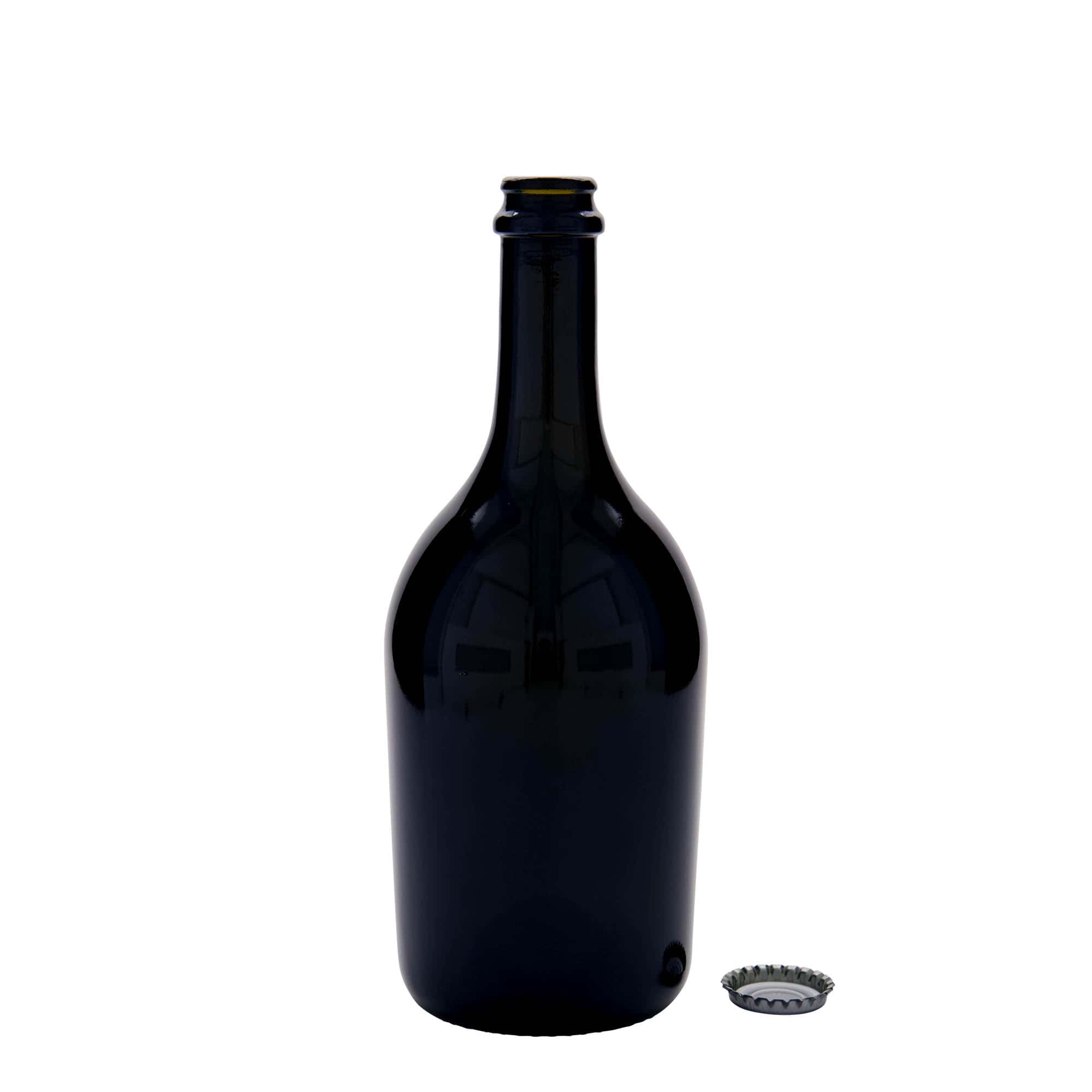 750 ml õlle-/vahuveinipudel 'Butterfly', klaas, antiikroheline, suuava: kroonork