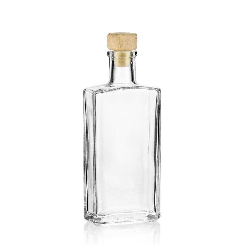 200 ml klaaspudel 'Shiny', ristkülikukujuline, sulgur: kork