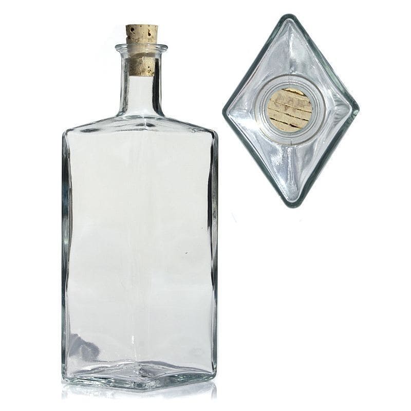 500 ml klaaspudel 'Riva', rombikujuline, sulgur: kork 500 ml klaaspudel 'Riva', rombikujuline, sulgur: kork