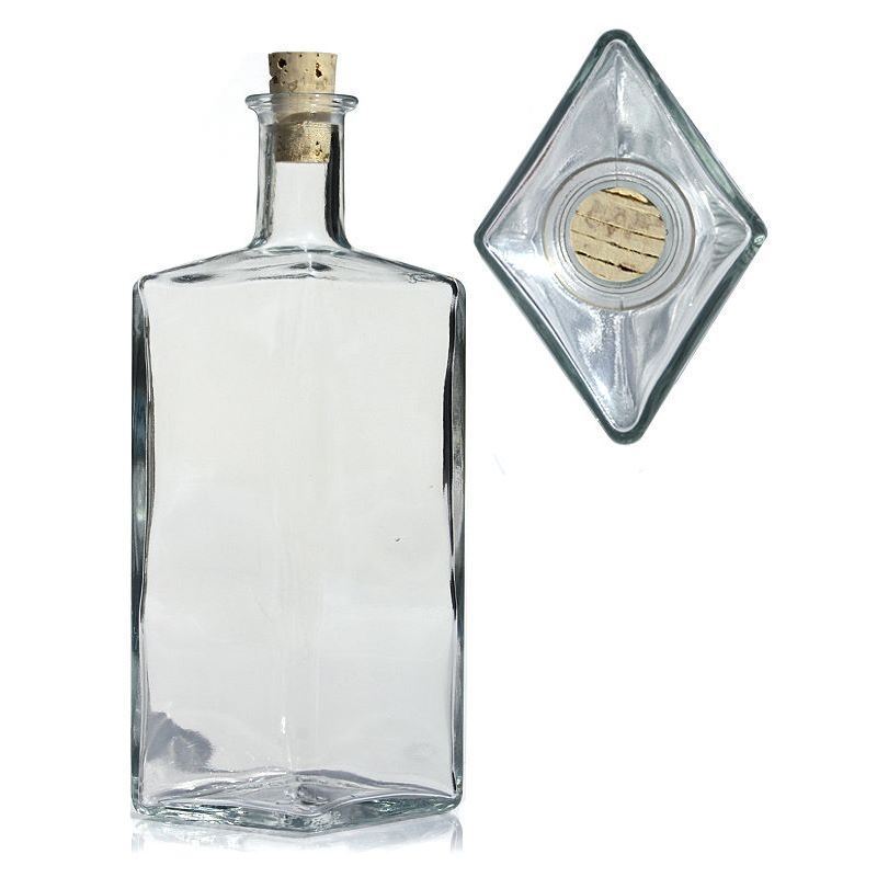 500 ml klaaspudel 'Riva', rombikujuline, kael: kork 500 ml klaaspudel 'Riva', rombikujuline, kael: kork