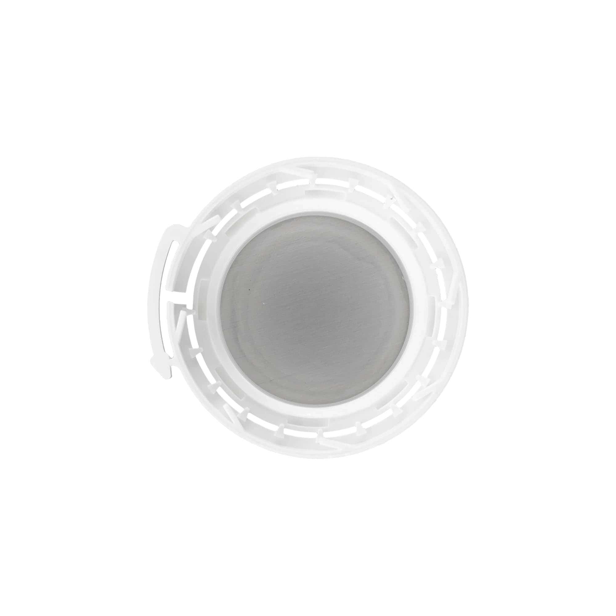 Kruvikork alumiiniumflaskile, PP-plast, valge, sobib avausele: DIN 32