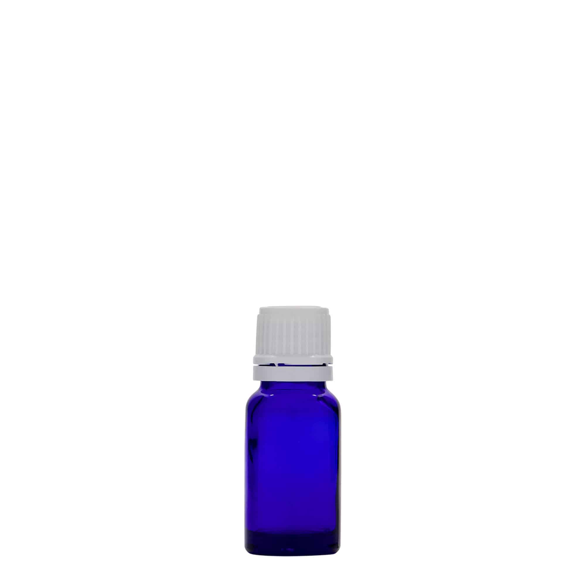 10 ml meditsiini pudel, klaas, kuninglik sinine, suuava: DIN 18