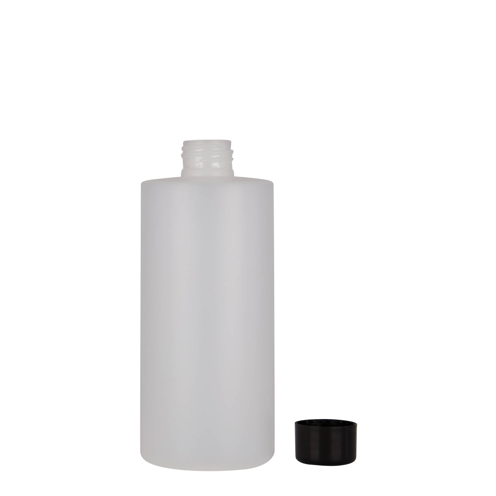 300 ml plastpudel 'Pipe', HDPE, valge, sulgur:  24/410