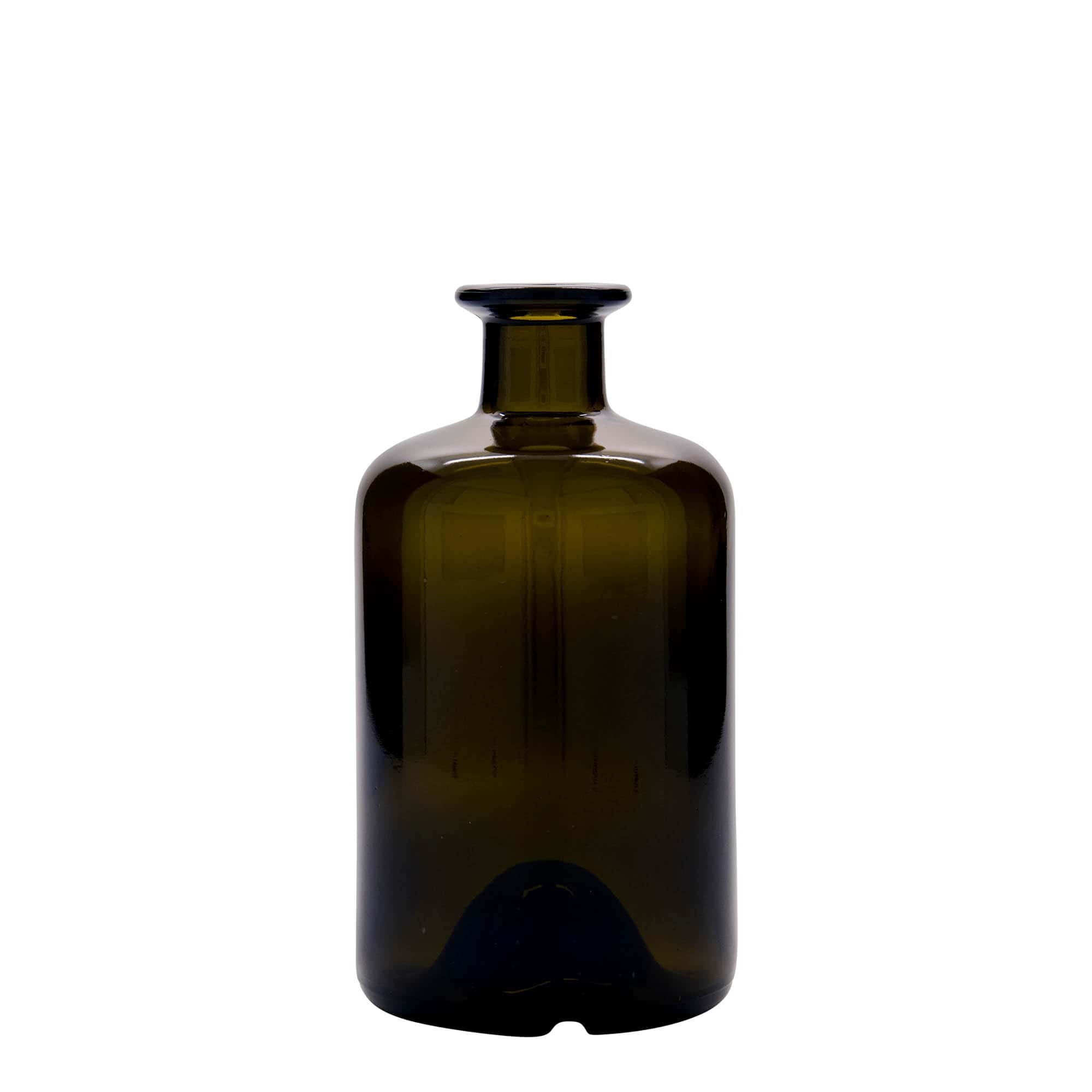 500 ml klaasist apteegipudel, antiikroheline, sulgur: kork
