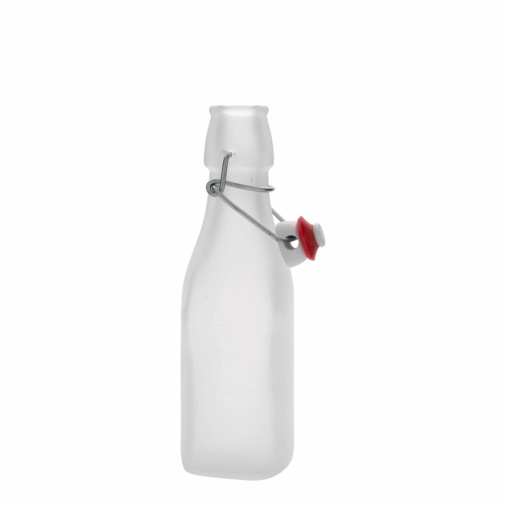 250 ml klaaspudel 'Sving', ruudukujuline, valge, sulgur: traatkork