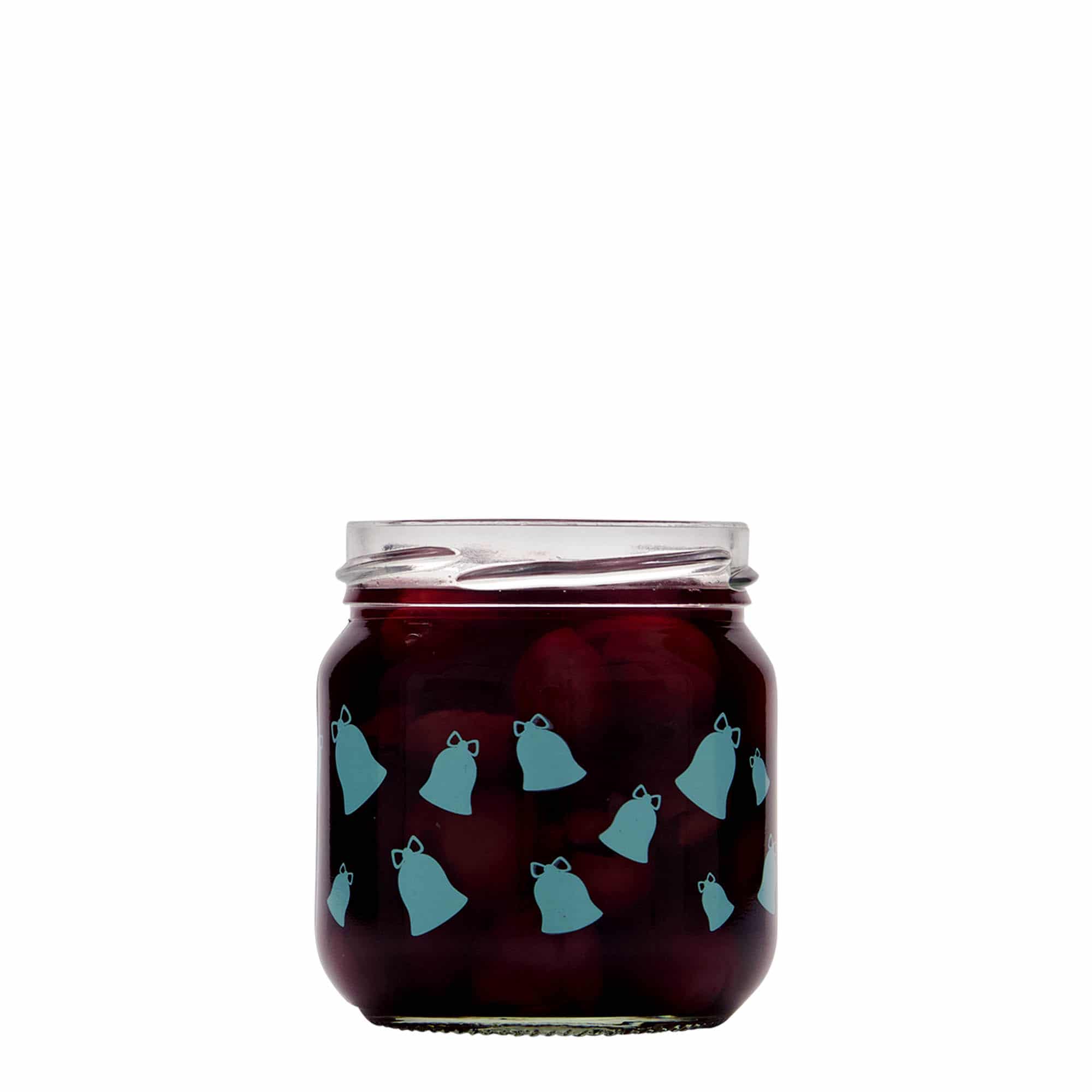 212 ml ümmargune purk, motiiv: jõulukellad, sulgur: twist-off (TO 66)