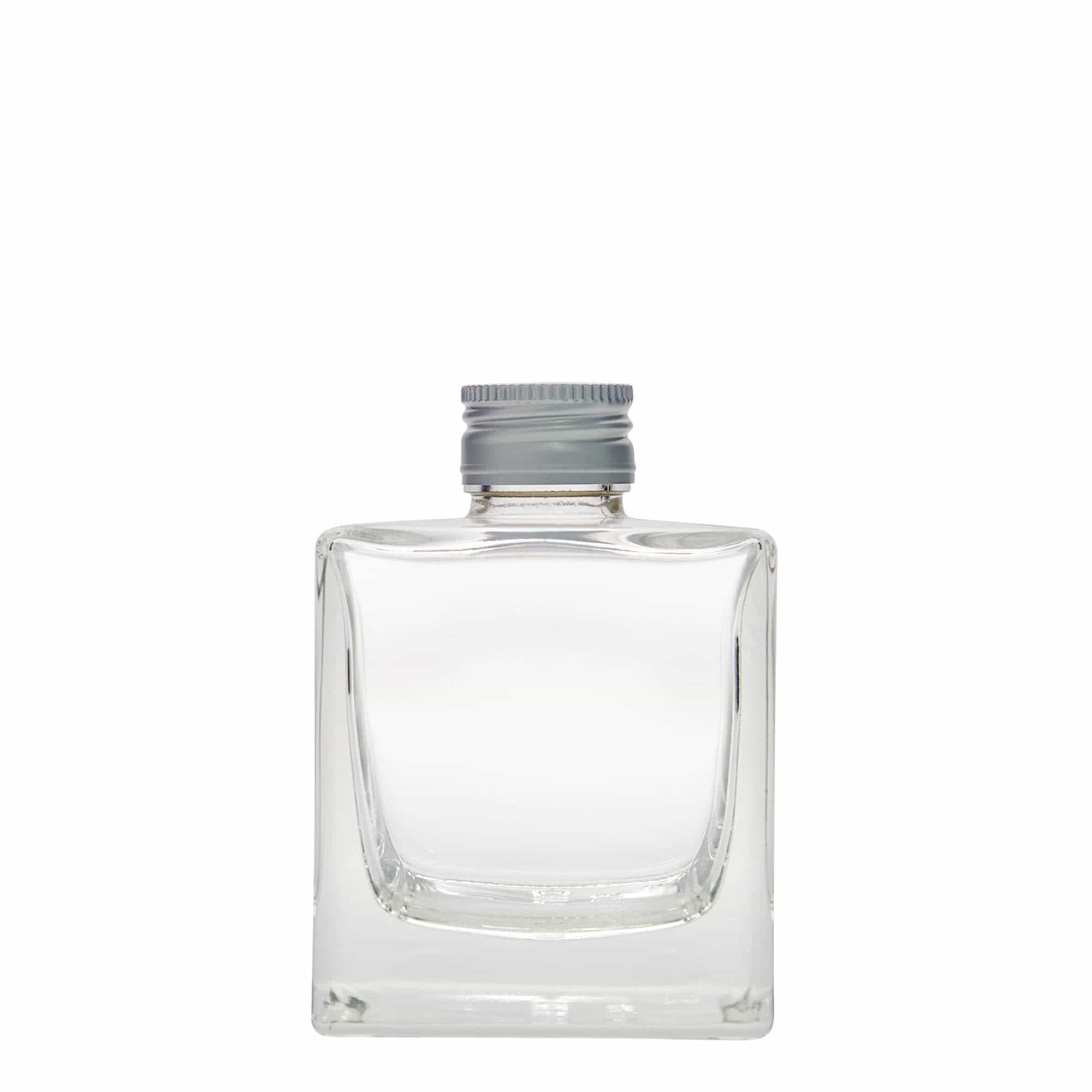 200 ml klaaspudel 'Cube', ruudukujuline, sulgur: PP 28