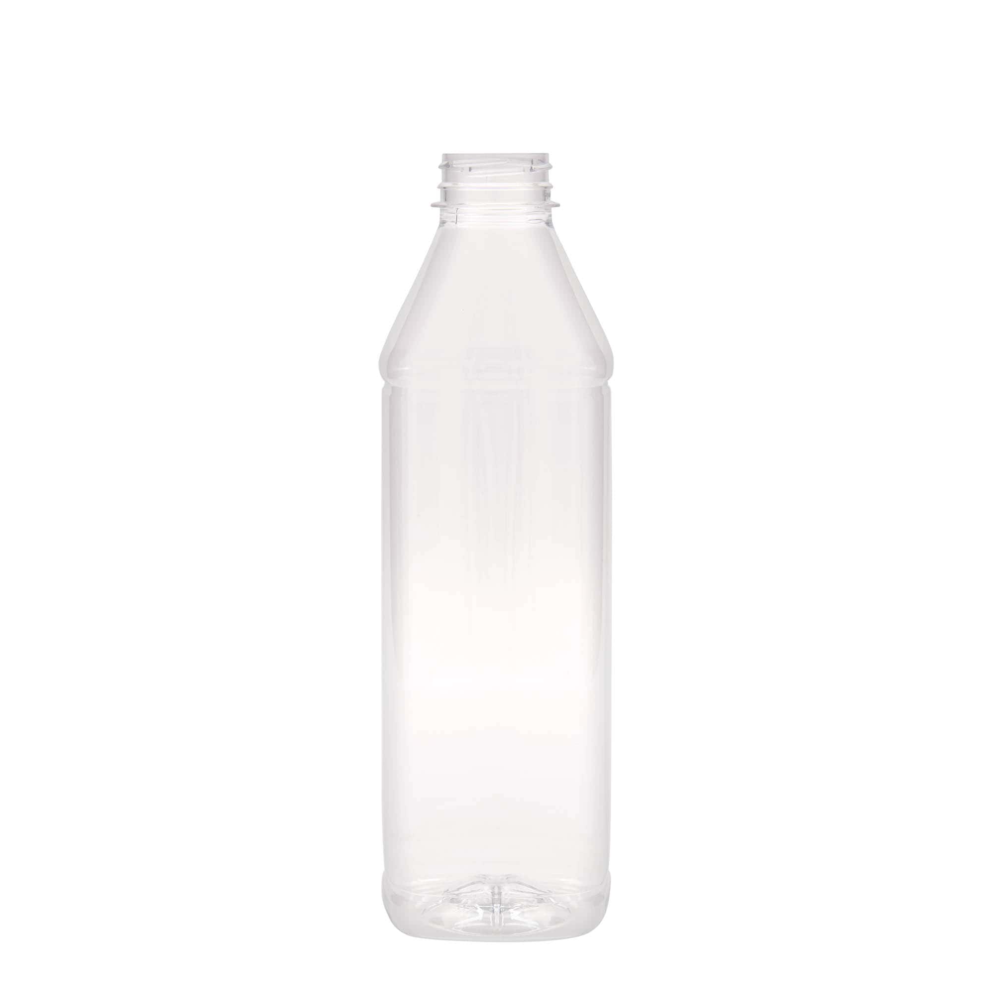 1.000 ml PET-pudel 'Milk and Juice Carré', ruudukujuline, plastik, ava: 38 mm