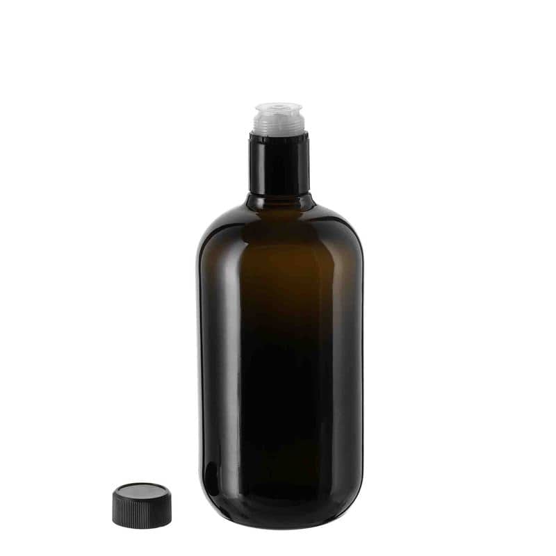 750 ml äädika/õlipudel 'Biolio', klaas, antiikroheline, sulgur: DOP