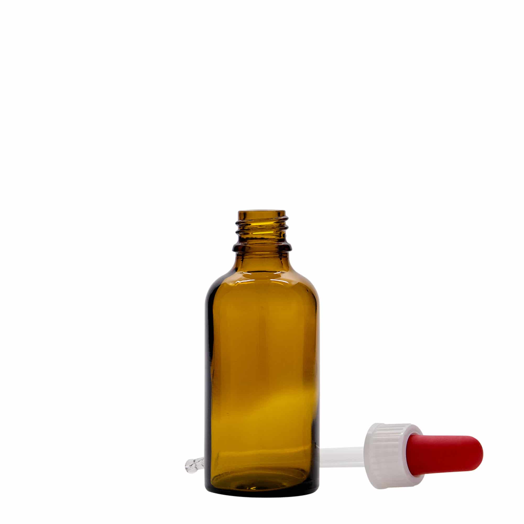 50 ml tilguti pudel ravim, klaas, pruun-punane, suu: DIN 18