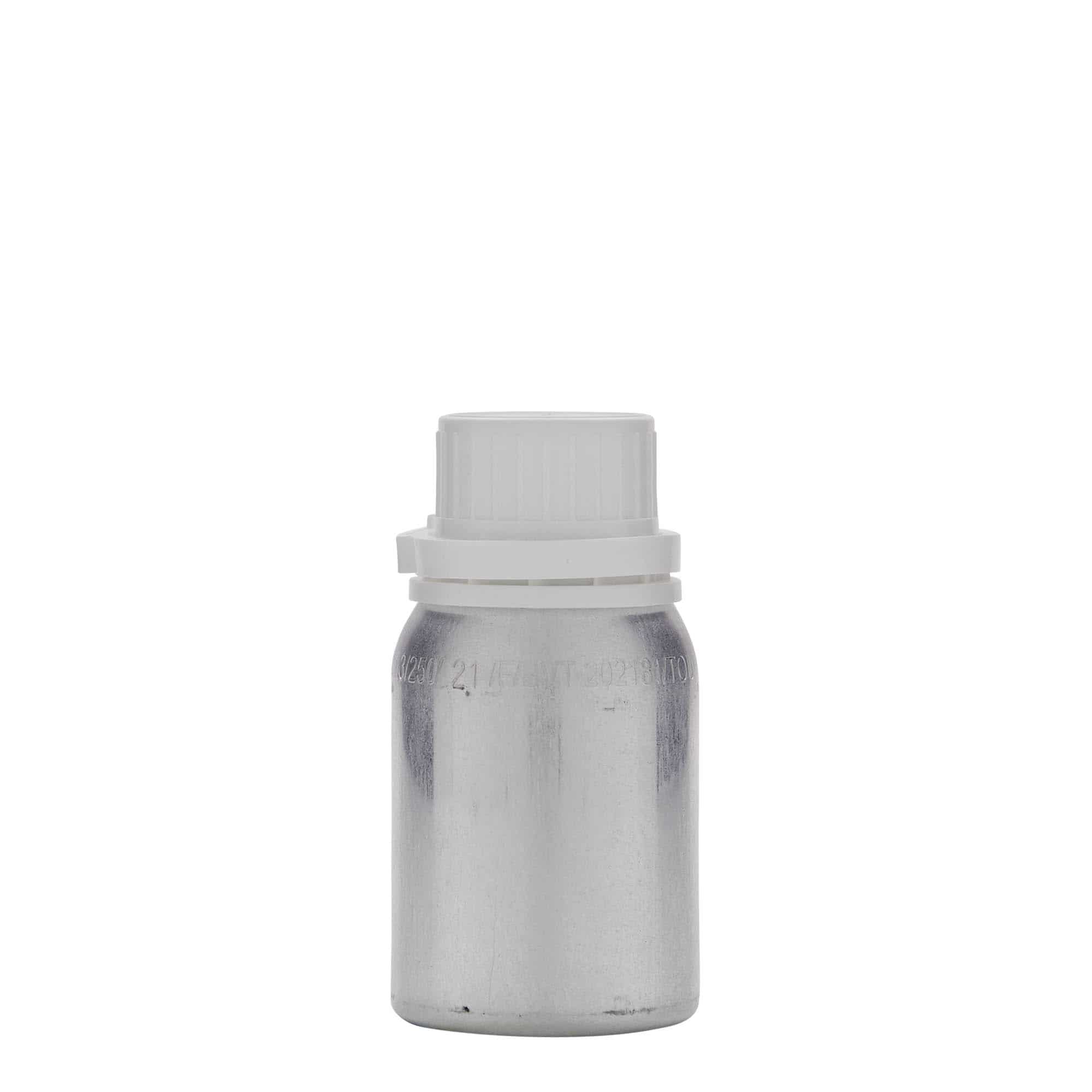 125 ml alumiiniumpudel, metall, hõbedane, sulgur: DIN 32