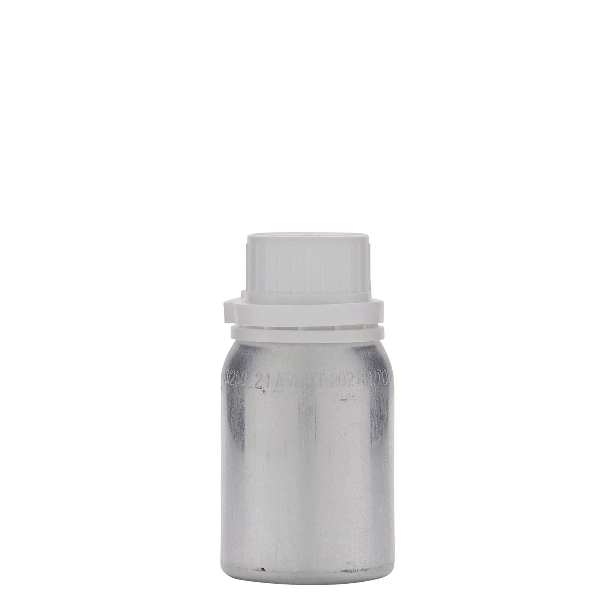 125 ml alumiiniumflakon, metall, hõbedane, suuava: DIN 32