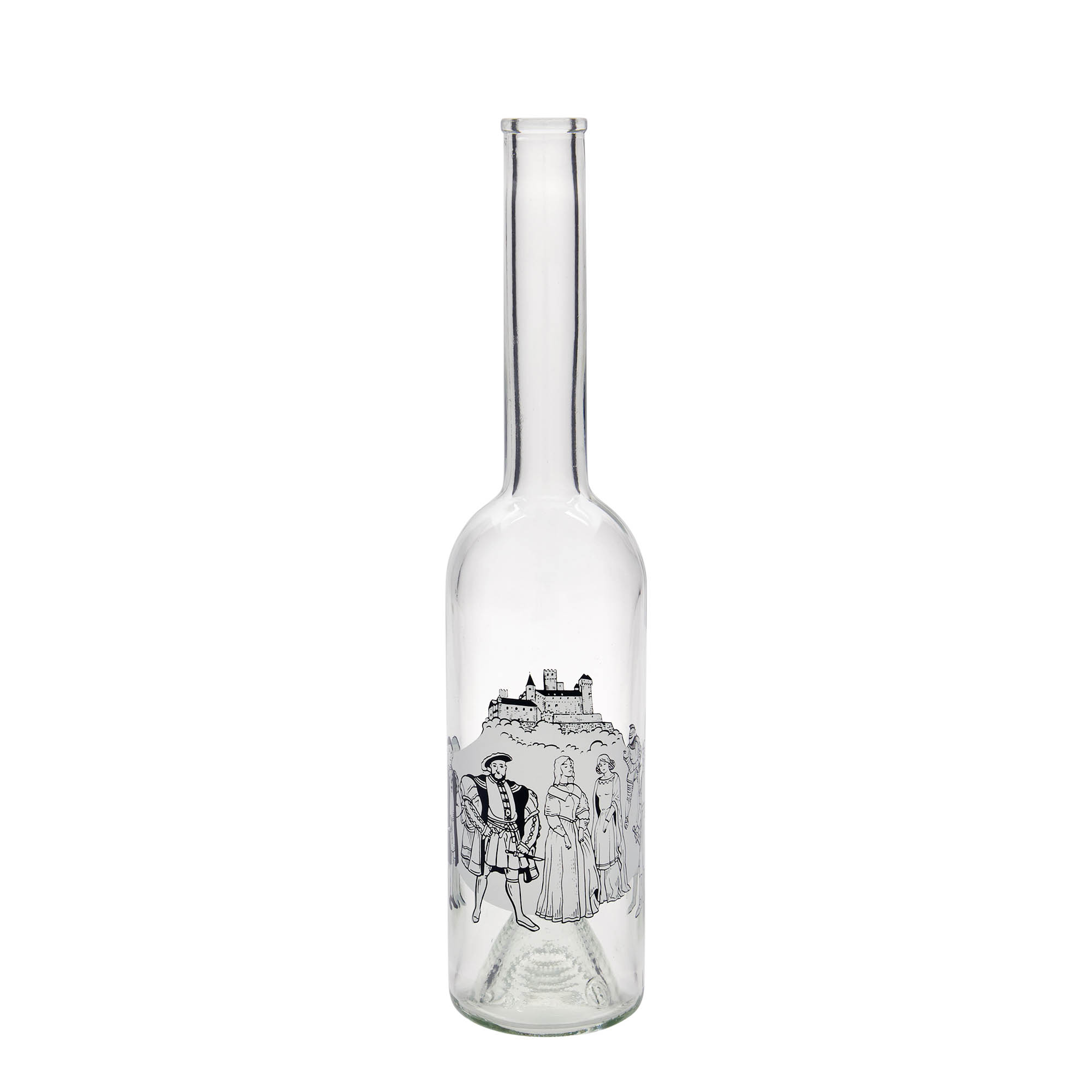 500 ml klaaspudel 'Opera', motiiv: keskaeg, suuava: kork 500 ml klaaspudel 'Opera', motiiv: keskaeg, suuava: kork