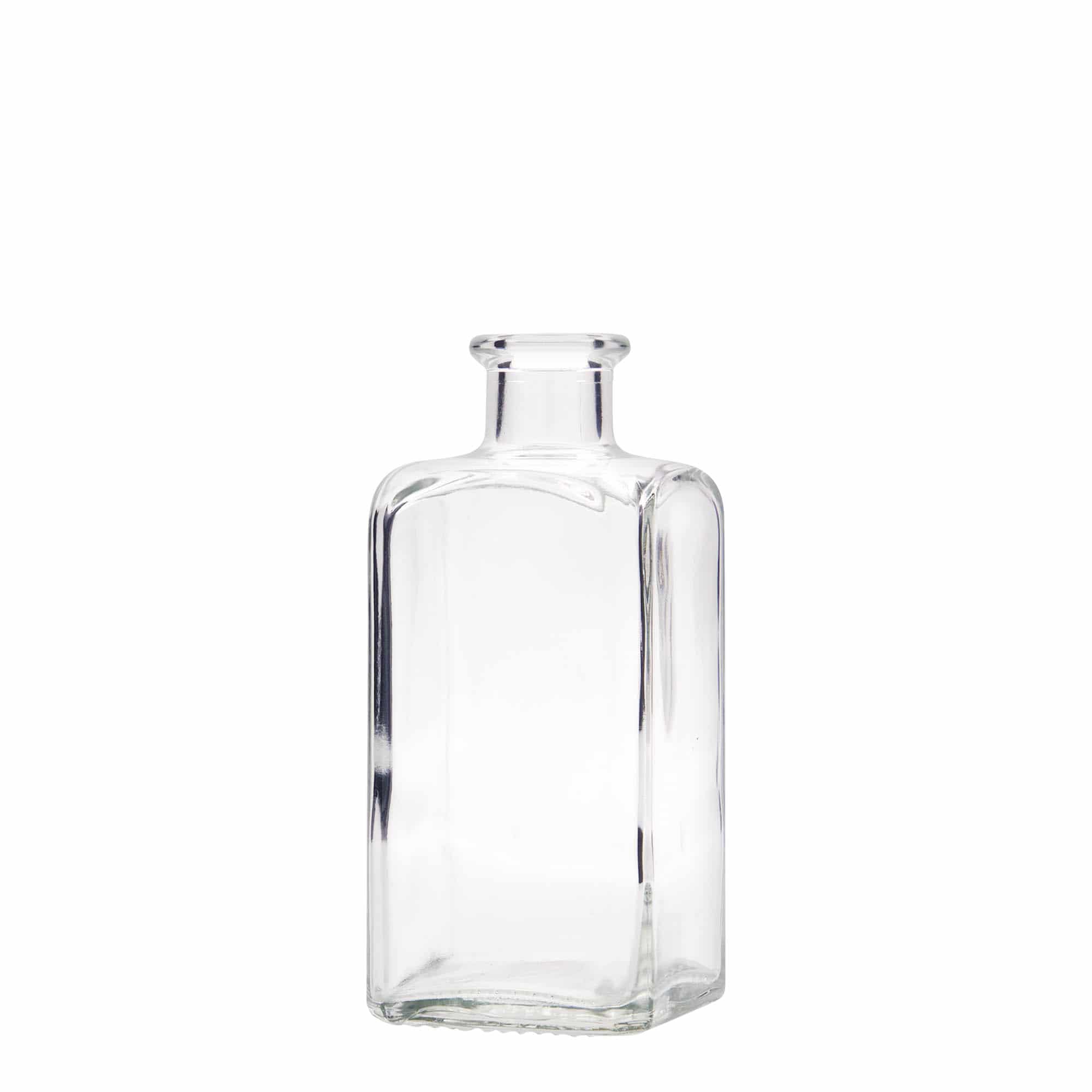 250 ml klaasist apteegipudel 'Carré', ruudukujuline, sulgur: kork