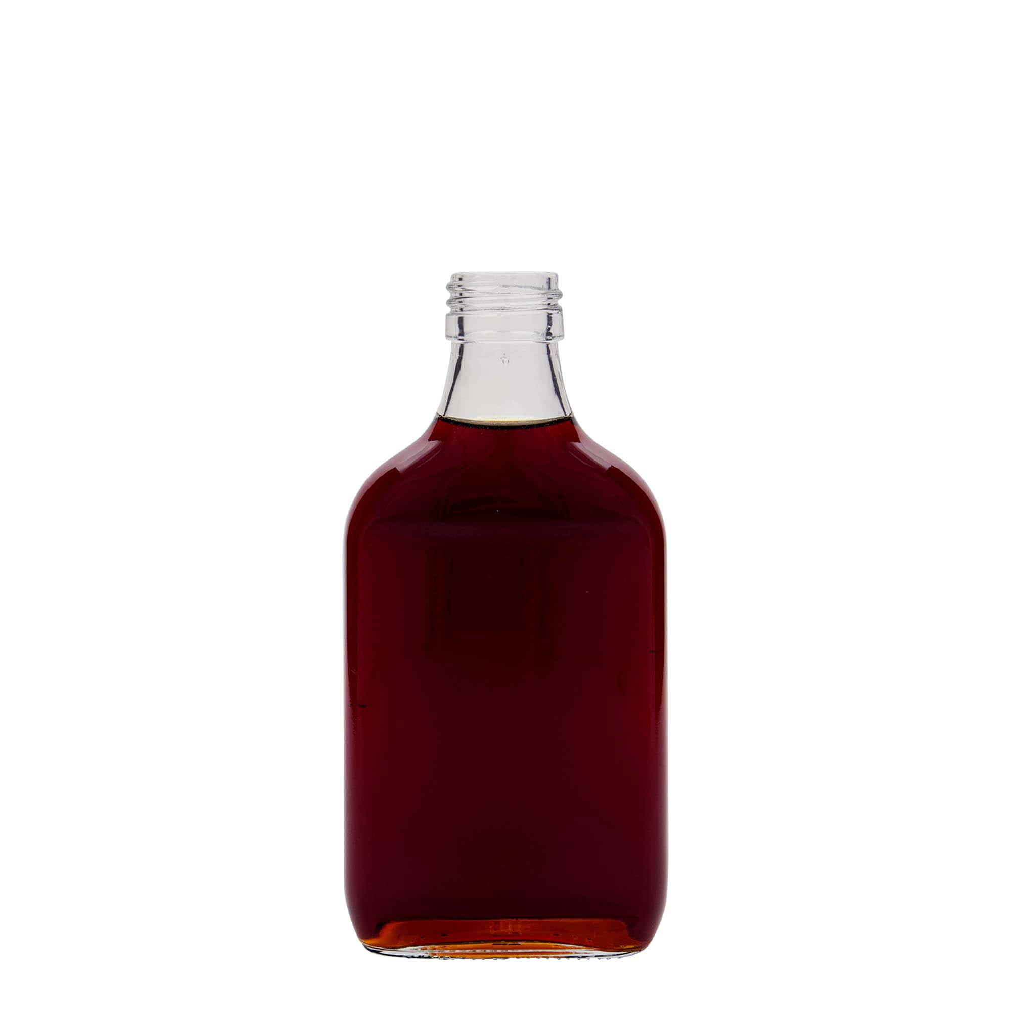 200 ml taskupudel, ristkülikukujuline, klaas, suuava: PP 28