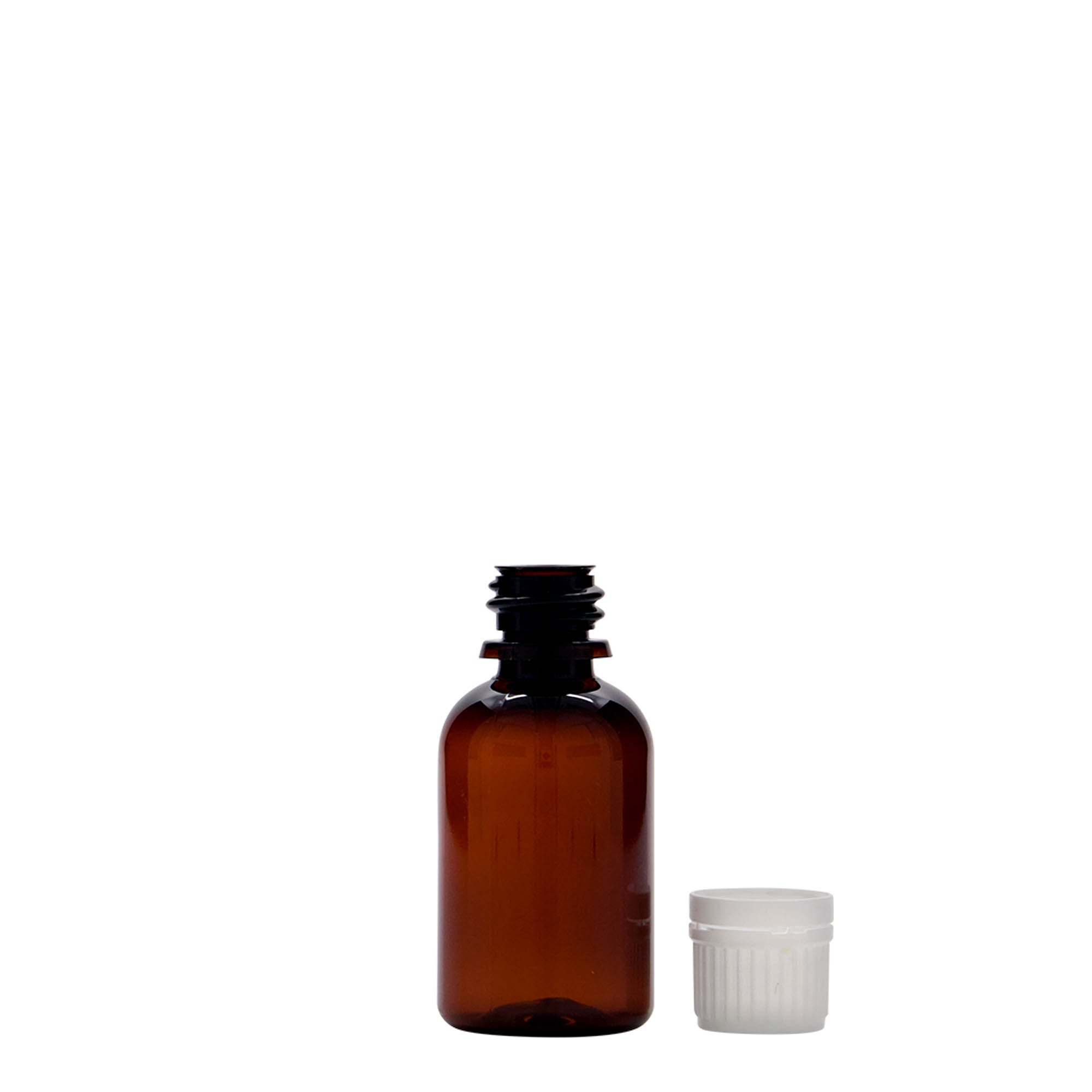 30 ml PET-ravimipudel 'Easy Living', pruun, plastik, suu: DIN 18