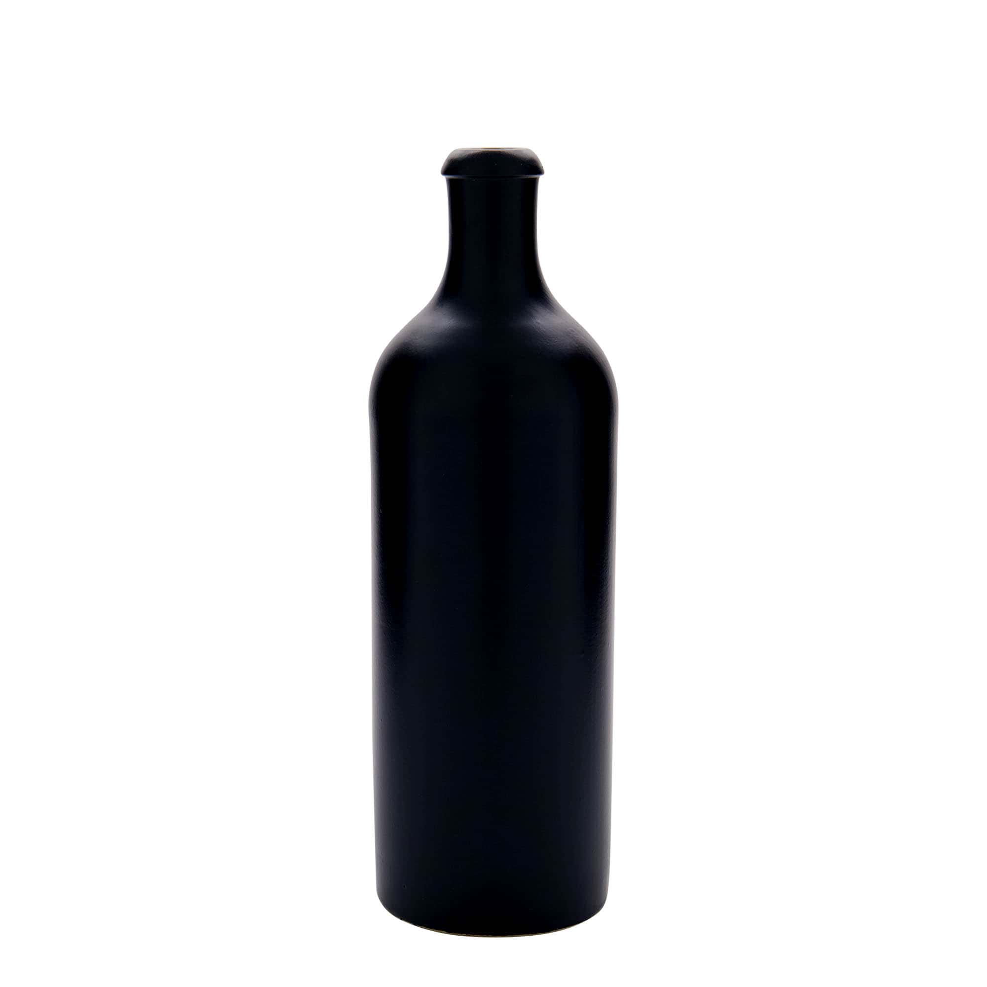 750 ml keraamiline pudel, kivikeraamika, must, sulgur: kork 750 ml keraamiline pudel, kivikeraamika, must, sulgur: kork