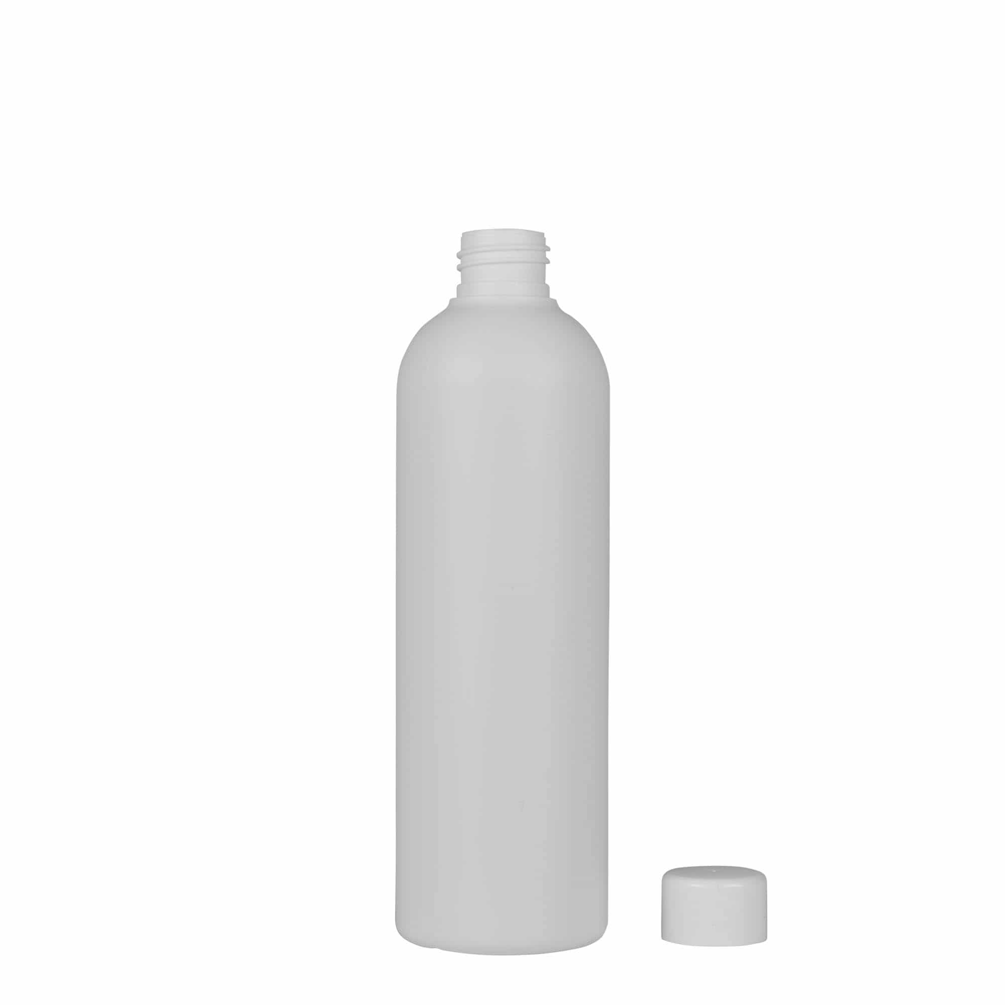 300 ml plastpudel 'Tuffy', HDPE, valge, sulgur: GPI 24/410