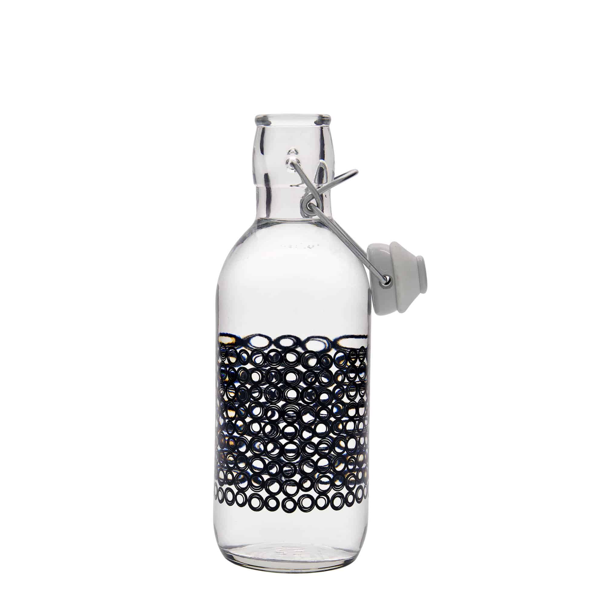500 ml klaaspudel „Emilia“, motiiv: Circola nero, avale: klambrikork