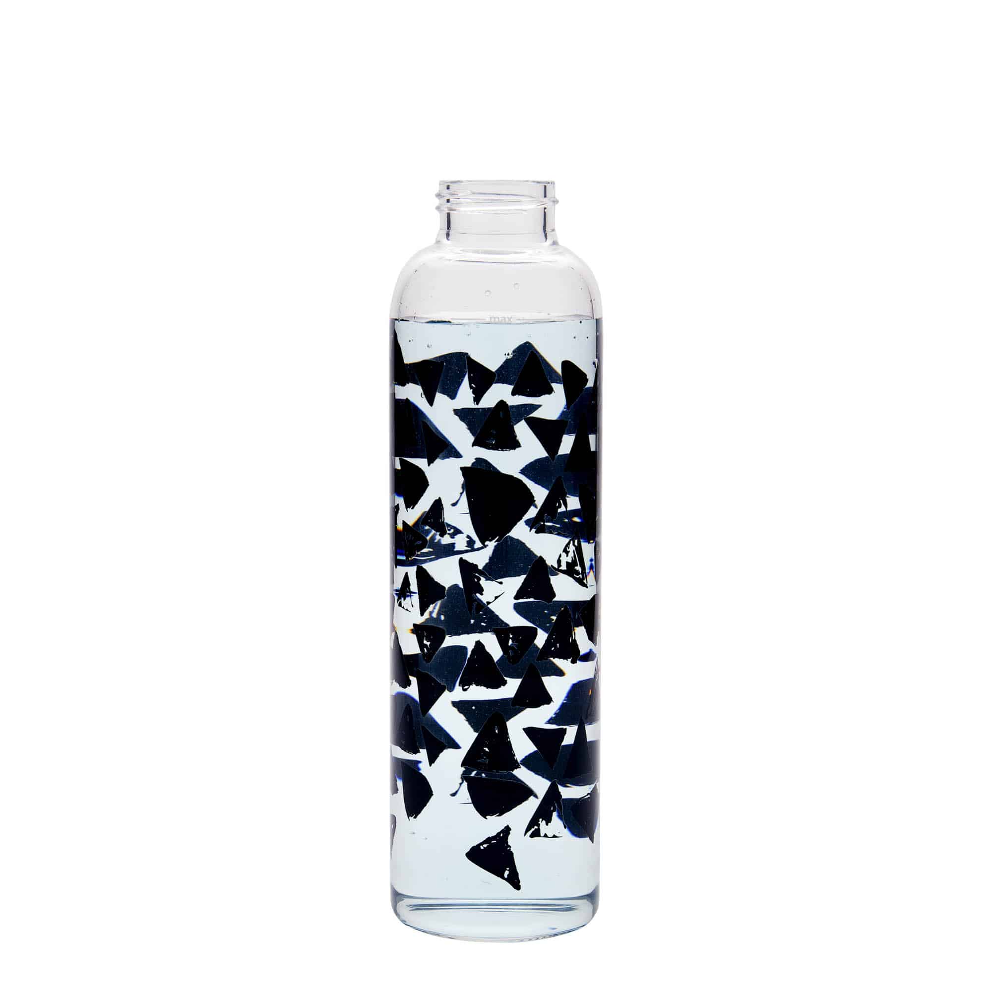 500 ml joogipudel 'Perseus', motiiv: mustad kolmnurgad, sulgur: keeratav kork