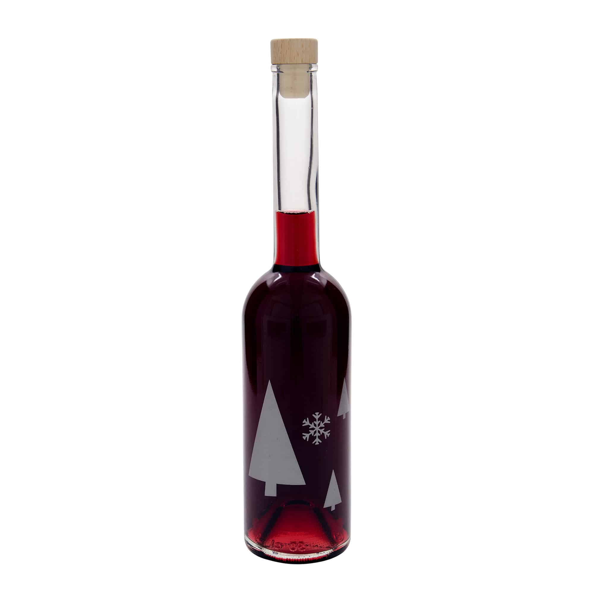 500 ml klaaspudel 'Opera', motiiv: lumehelbed, sulgur: kork