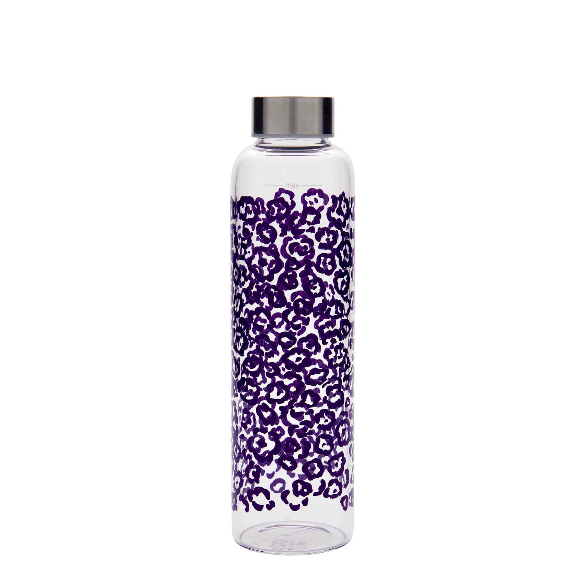 500 ml joogipudel 'Perseus', motiiv: lillad lilled, sulgur: keeratav kork