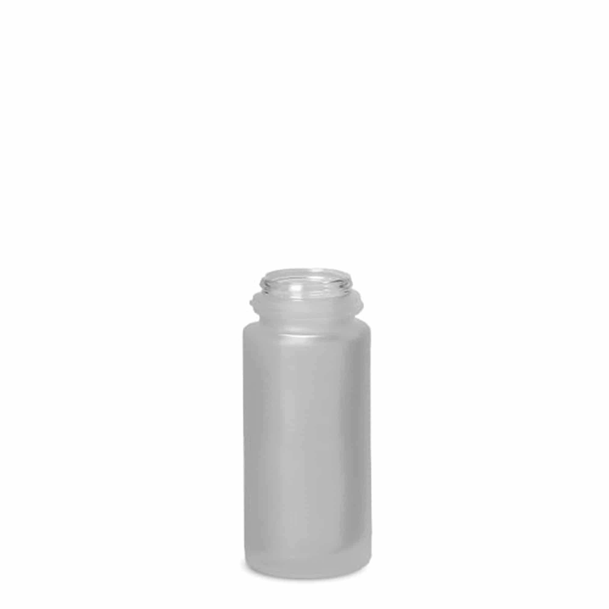 50 ml rull-pudel, klaas, härmas, suu: keeratava korgiga