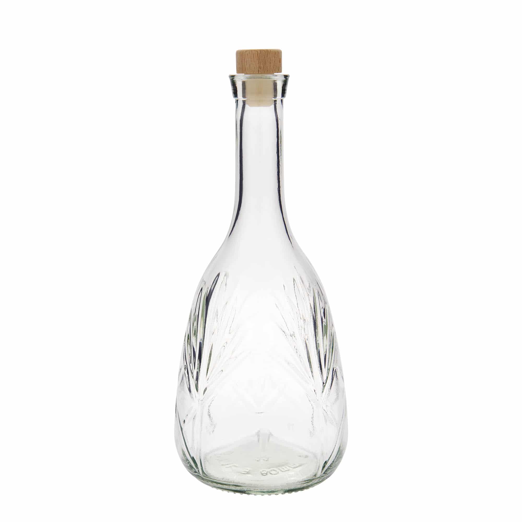 1000 ml klaaspudel 'Reliefa', sulgur: kork