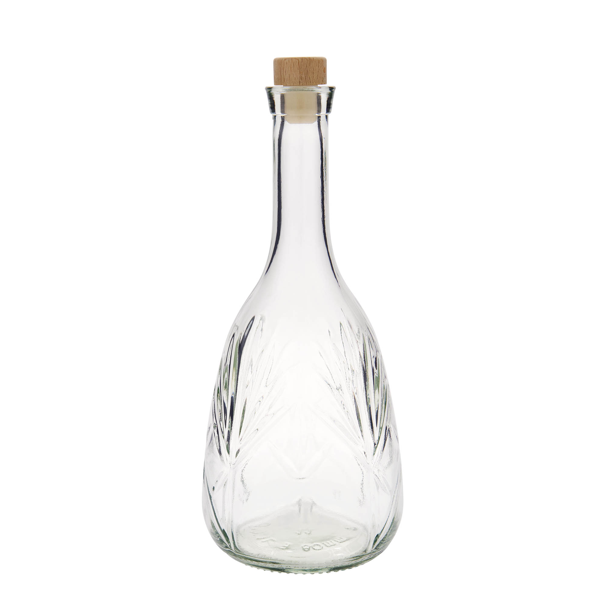 1.000 ml klaaspudel 'Reliefa', suuava: kork 1.000 ml klaaspudel 'Reliefa', suuava: kork