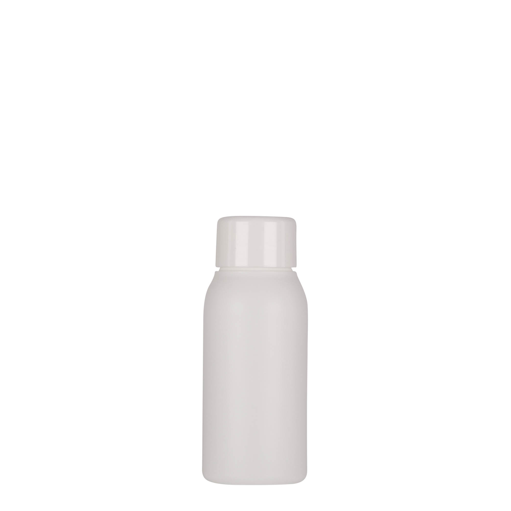 50 ml plastikpudel 'Tuffy', HDPE, valge, suu: 24/410