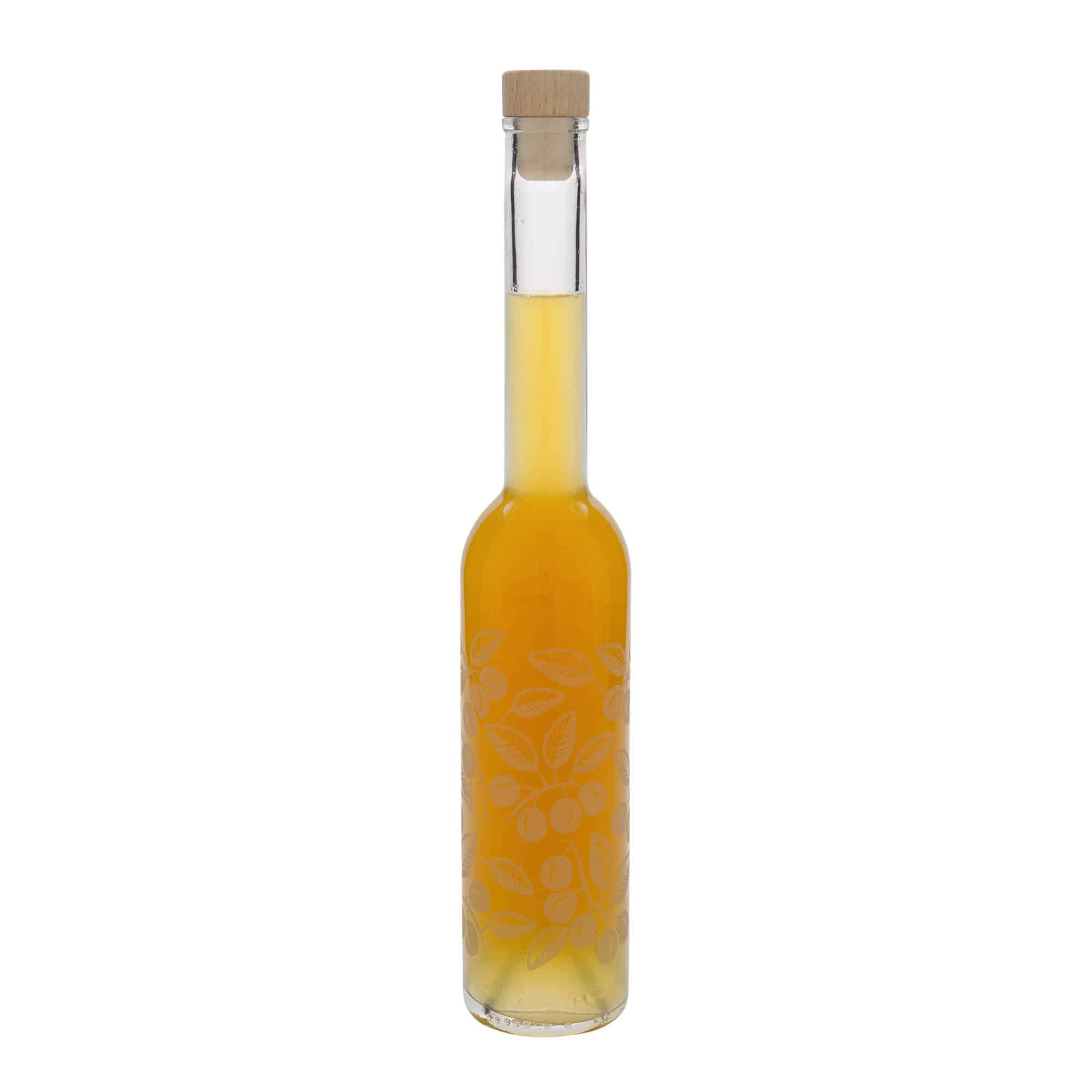 350 ml klaaspudel 'Opera', motiiv: Mirabellid, suuava: kork