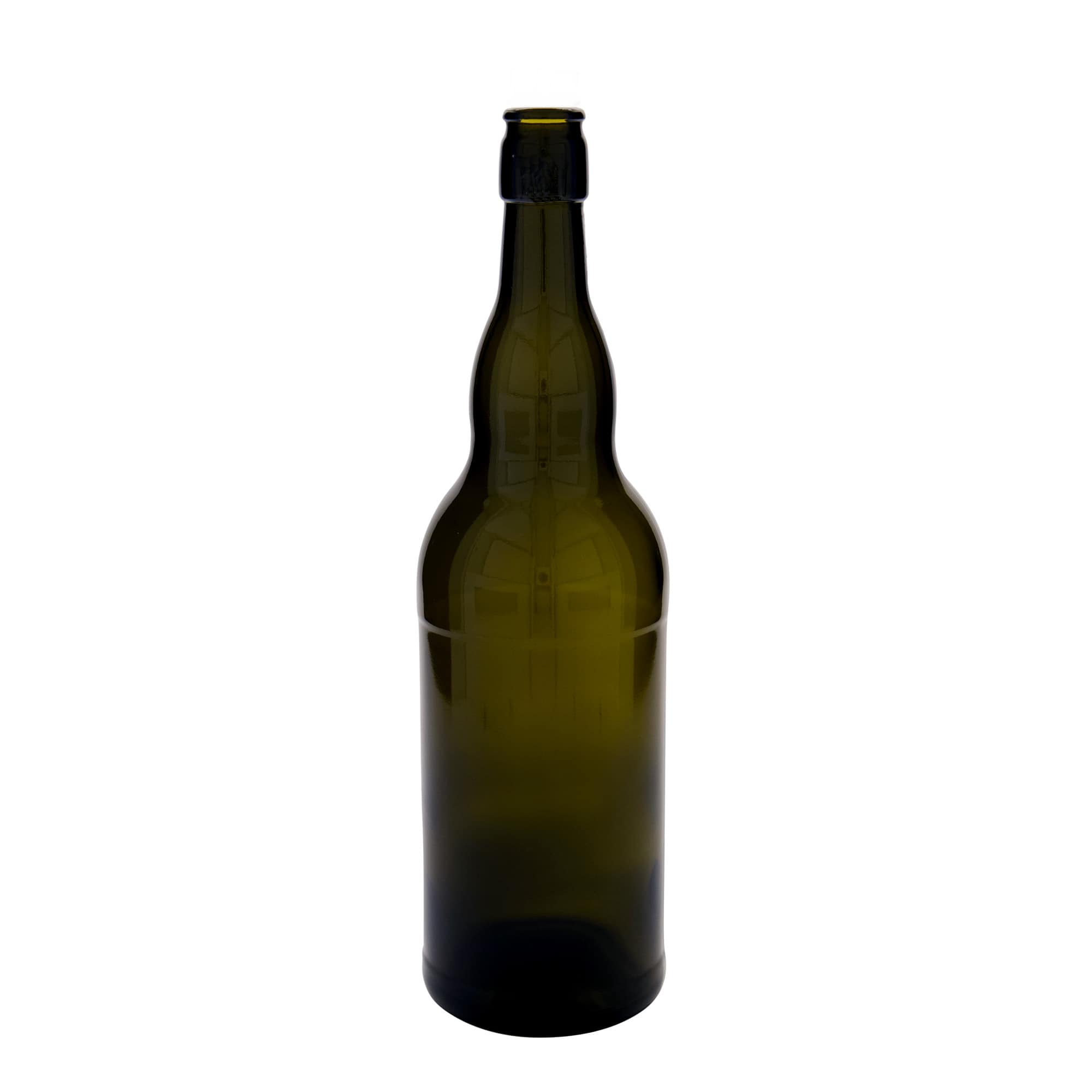 1.000 ml õllepudel Belgia, klaas, antiikroheline, suuava: klambri sulgur