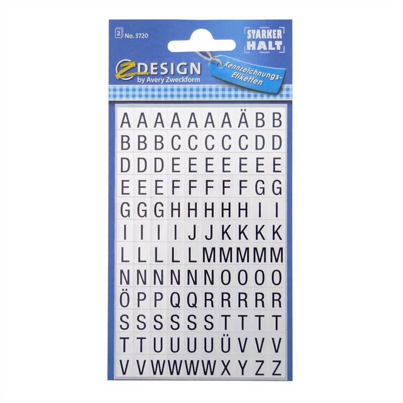 Zweckform kleebis „Tähestik“, plastik, must