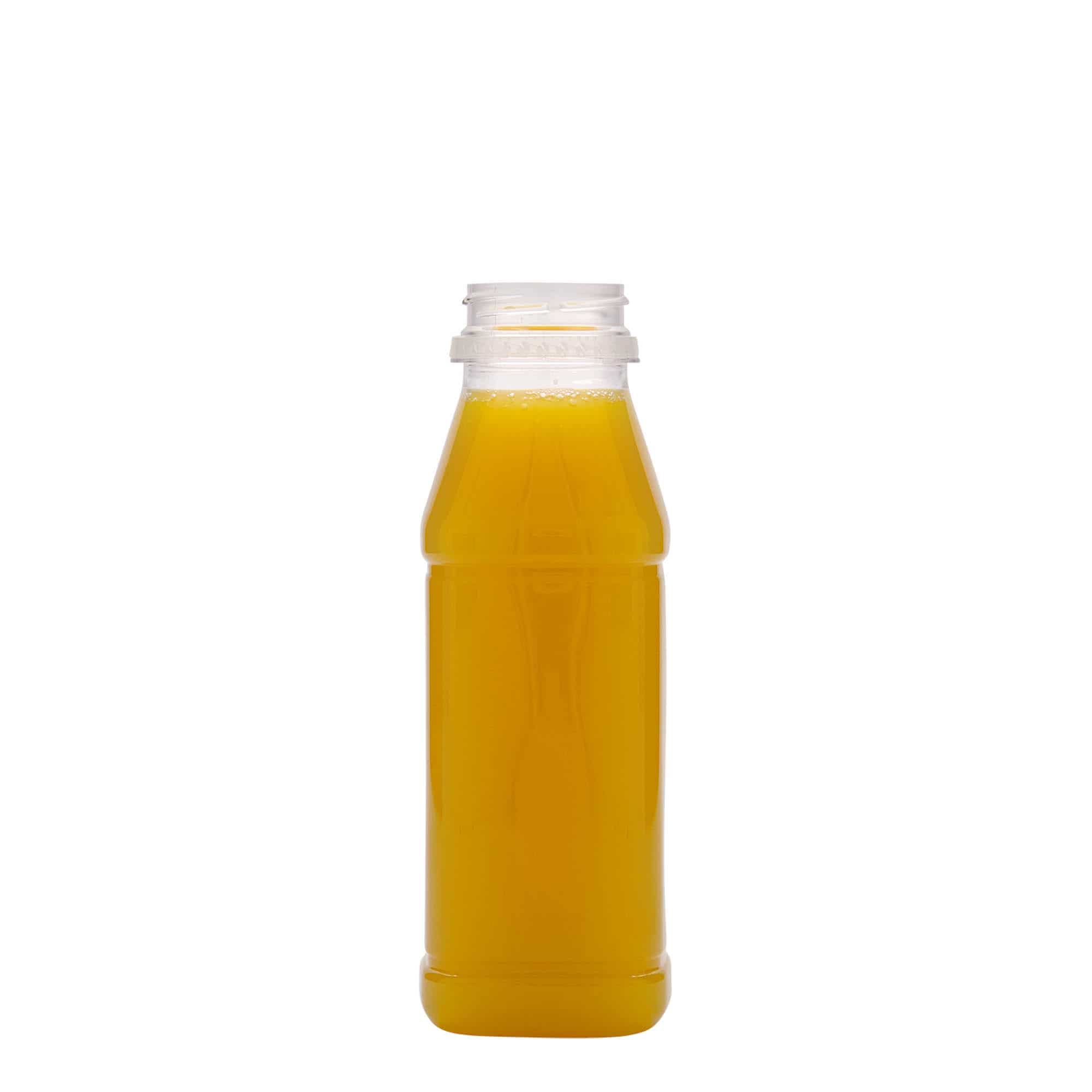 330 ml PET-pudel 'Milk and Juice Carré', ruudukujuline, plast, sulgur: 38 mm