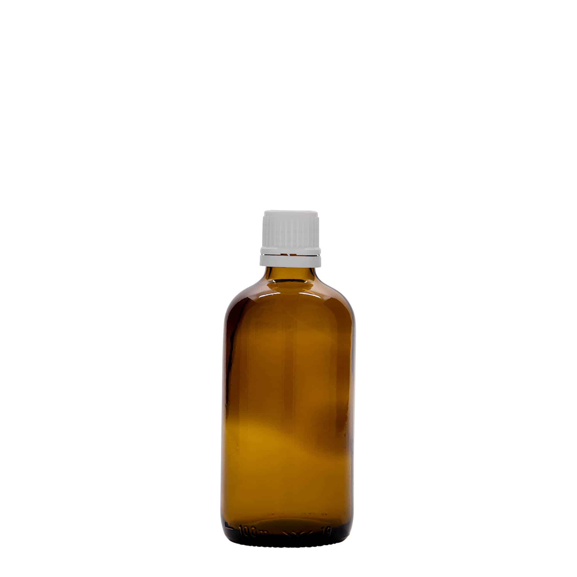 100 ml meditsiinipudel, klaas, pruun, suu: DIN 18