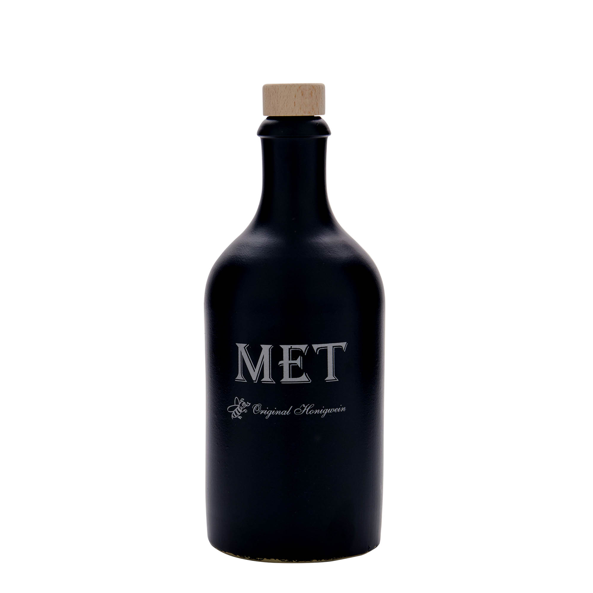 500 ml savipits, motiiv: mesi, keraamiline, must, suuava: kork