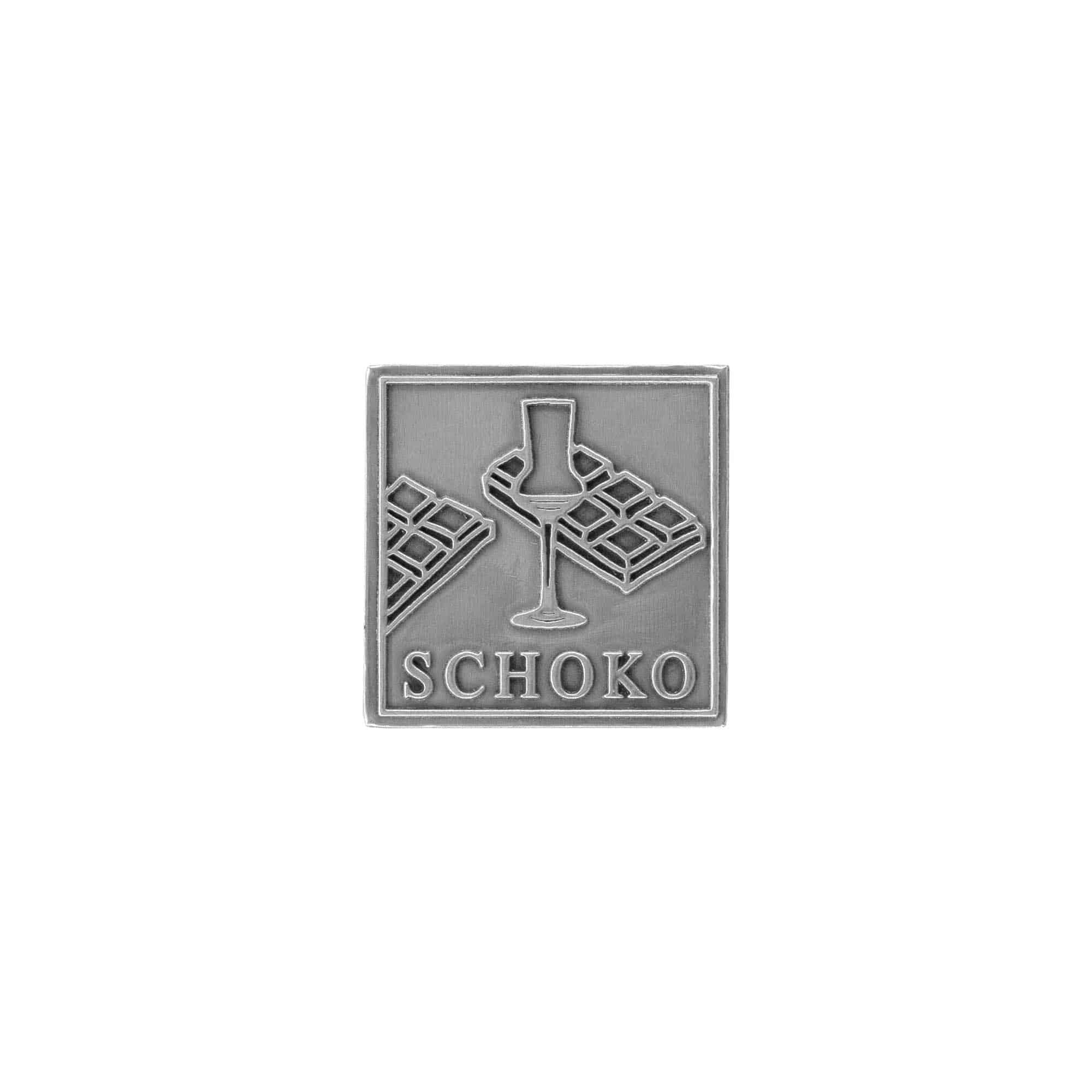 Tin silberne quadratische Metall-Etikett "Schoko"