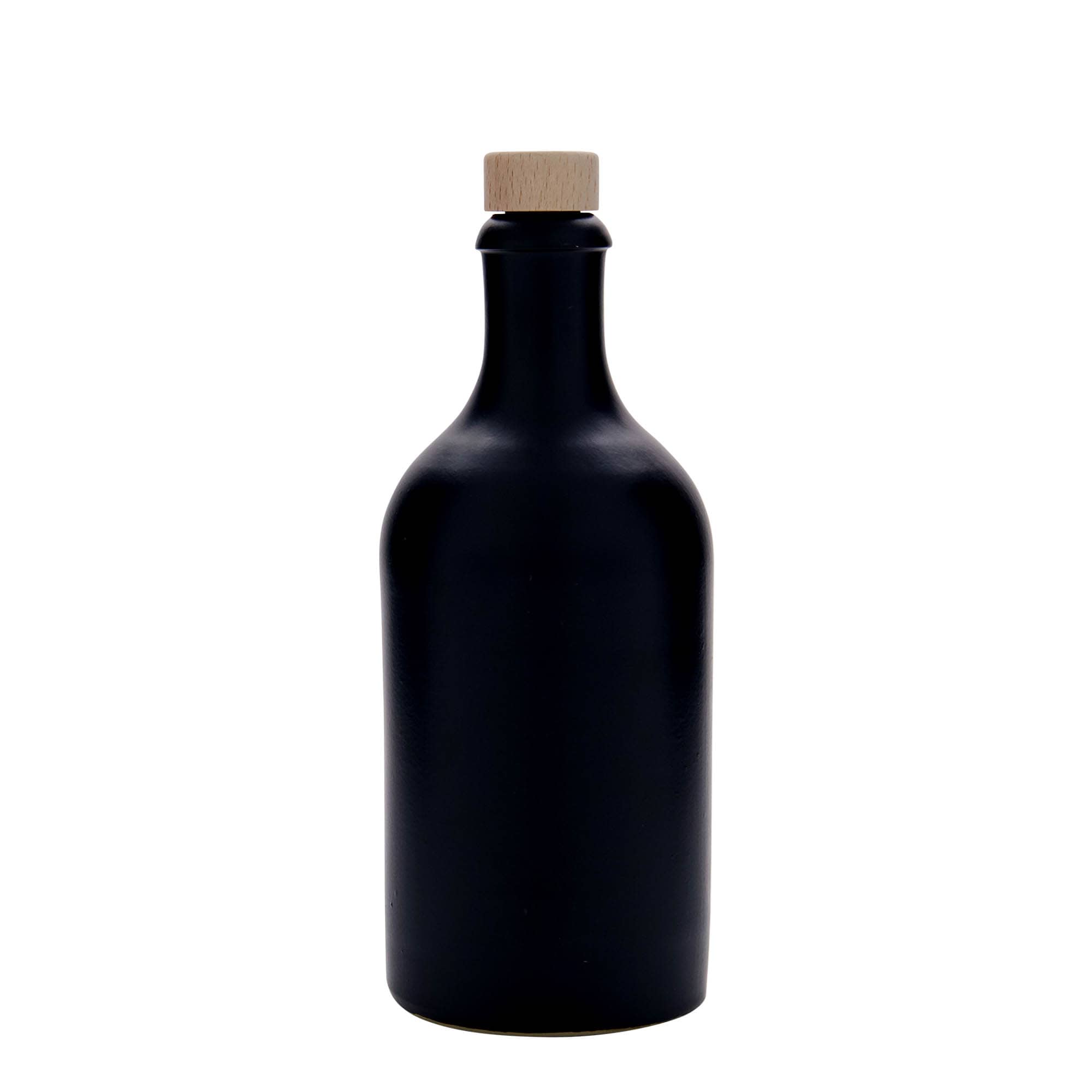 500 ml keraamiline pudel, kivikeraamika, must, sulgur: kork