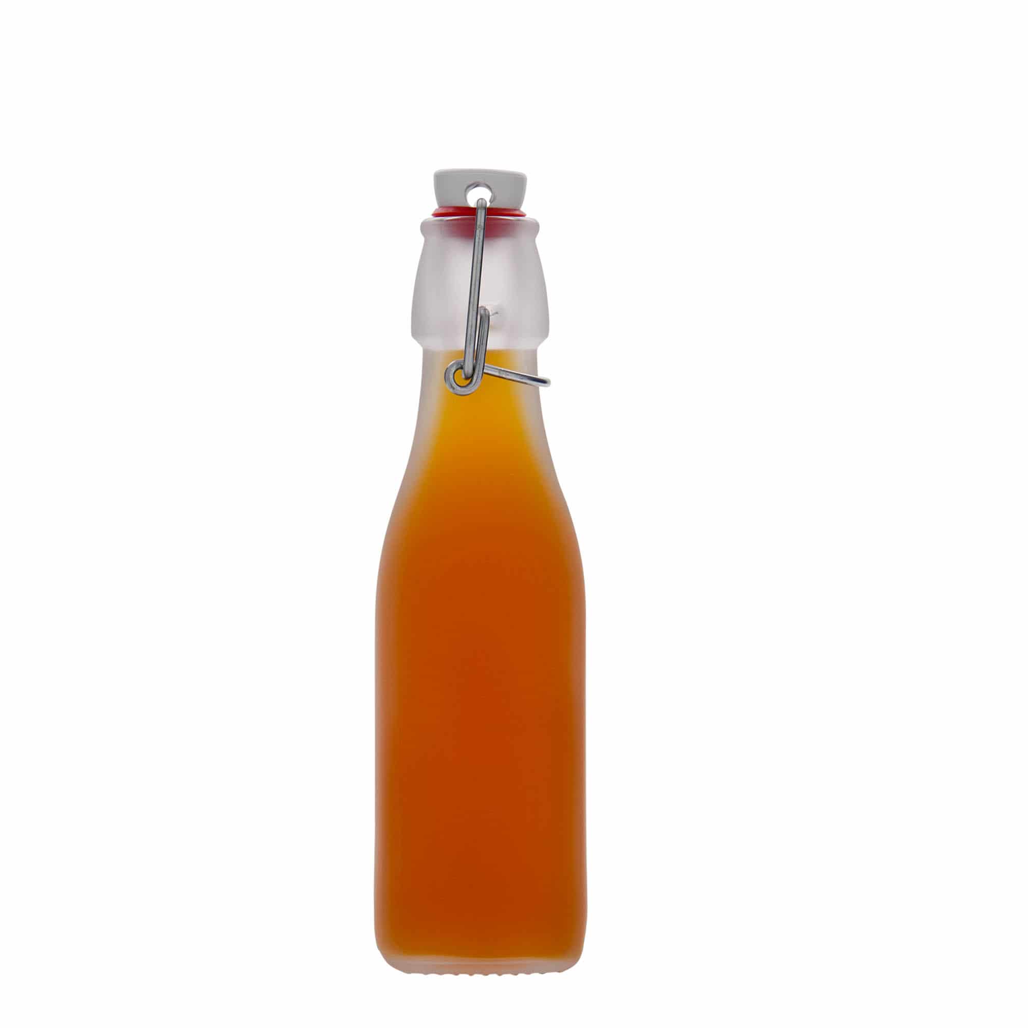 250 ml klaaspudel 'Sving', ruudukujuline, valge, sulgur: traatkork
