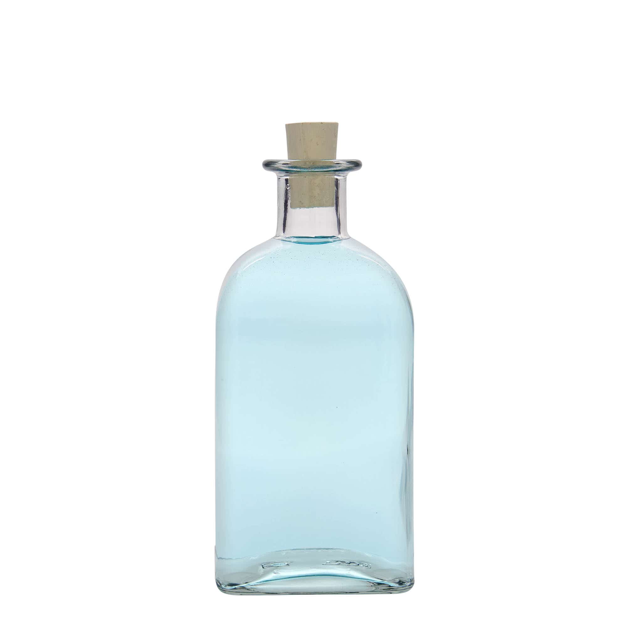 500 ml klaasist apteegipudel 'Carré', ruudukujuline, sulgur: kork
