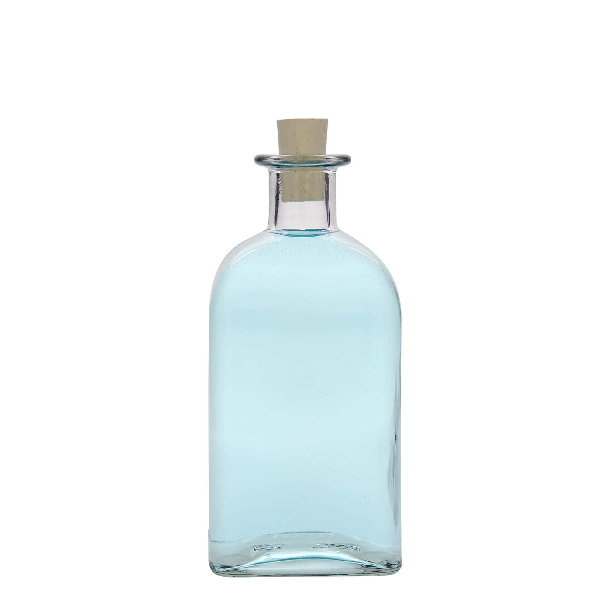 500 ml klaaspudel Apotheker Carré, ruudukujuline, ava: kork