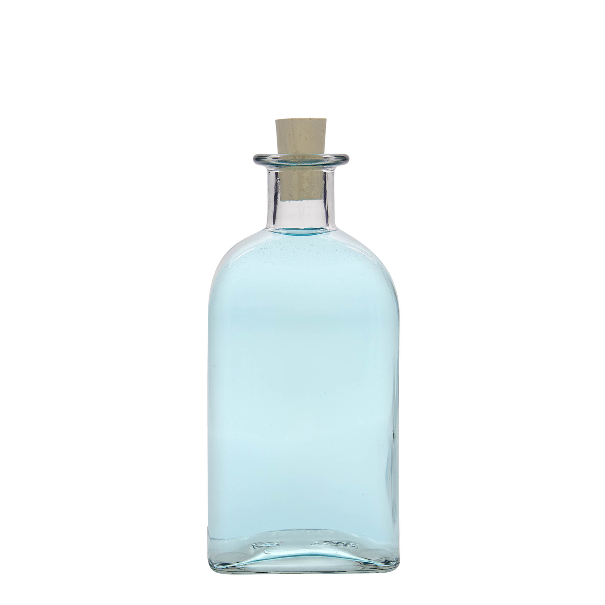 500 ml klaaspudel Apotheker Carré, ruudukujuline, avale: kork