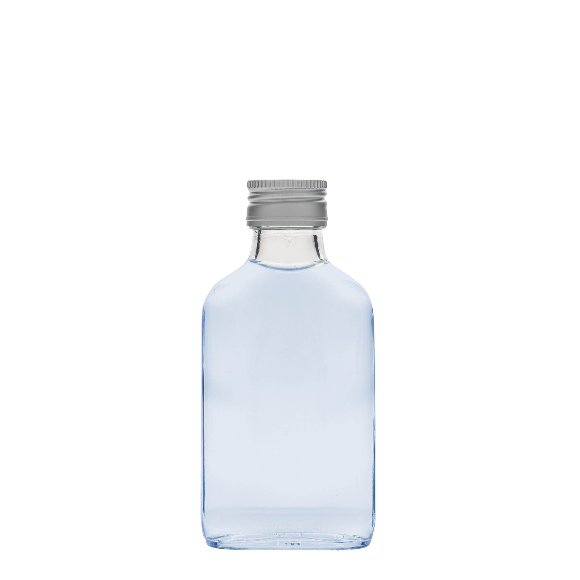 100 ml taskupudel, ristkülikukujuline, klaas, ava: PP 28 100 ml taskupudel, ristkülikukujuline, klaas, ava: PP 28