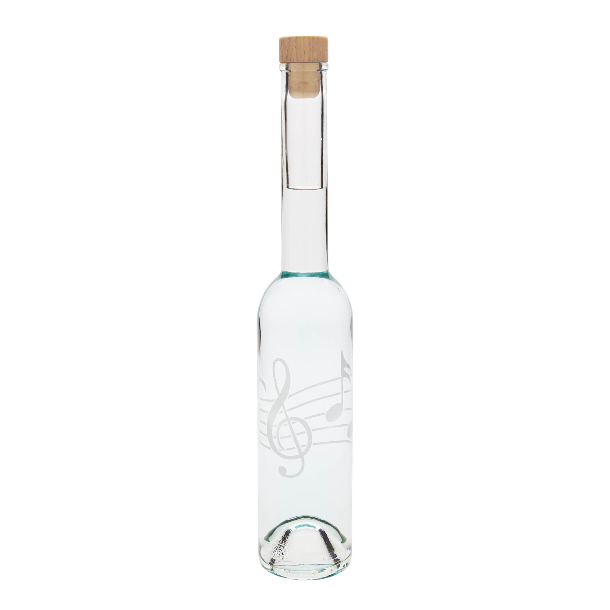 350 ml klaaspudel 'Opera', motiiv: muusikanoodid, suuava: kork
