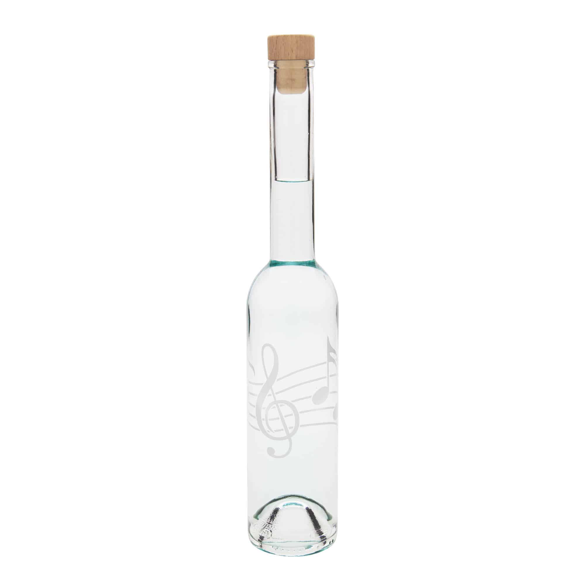 350 ml klaaspudel 'Opera', motiiv: muusikanoodid, suuava: kork